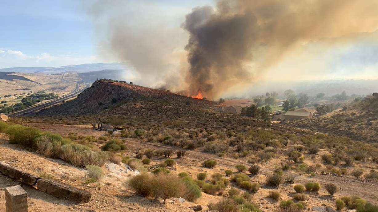 The Cottonwood Trail Fire is seen burning near Leeds in Washington County on Sunday, July 19, 2020. (Photo: Utah Fire Info)