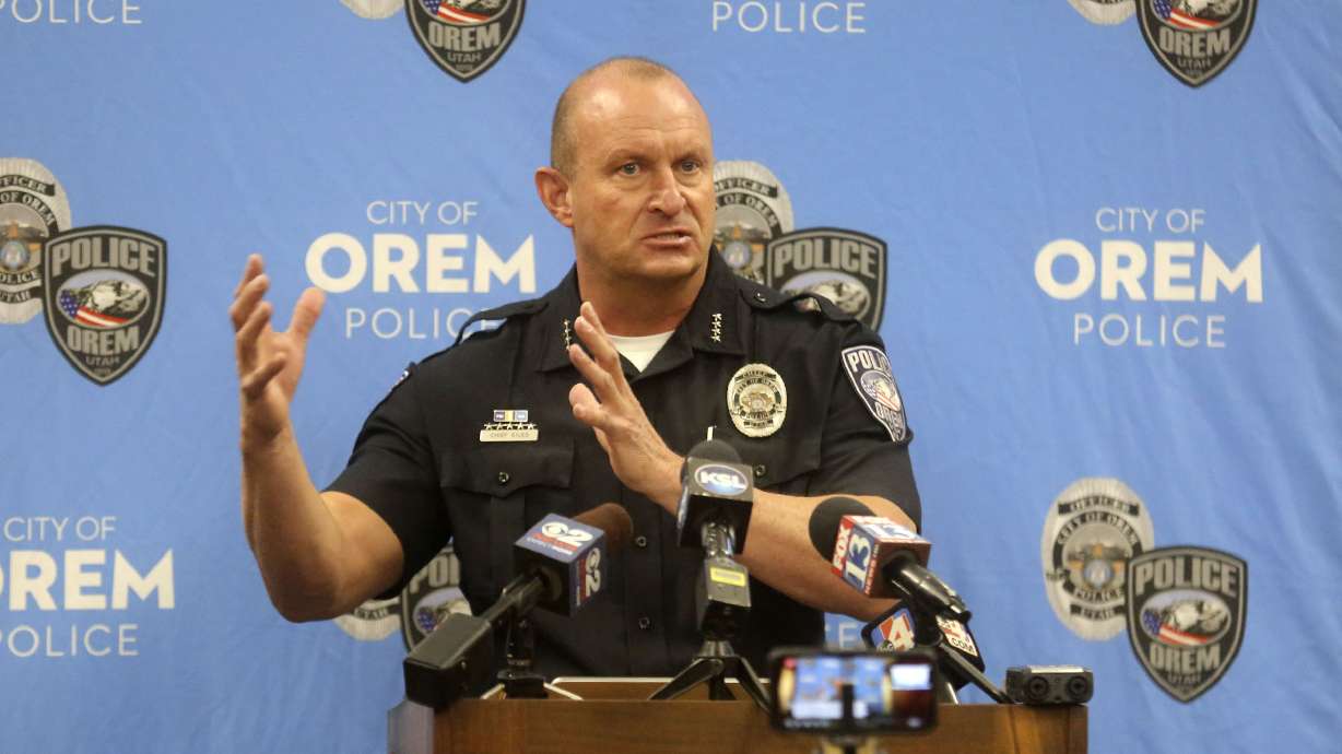 Orem Police Chief Gary Giles speaks about an officer-involved shooting during a press conference at Orem City Hall in Orem on Wednesday, May 13, 2020. Julia Jones was reportedly shot in the jaw when the driver of the truck she was riding in tried to run over a police officer, who fired at the vehicle.