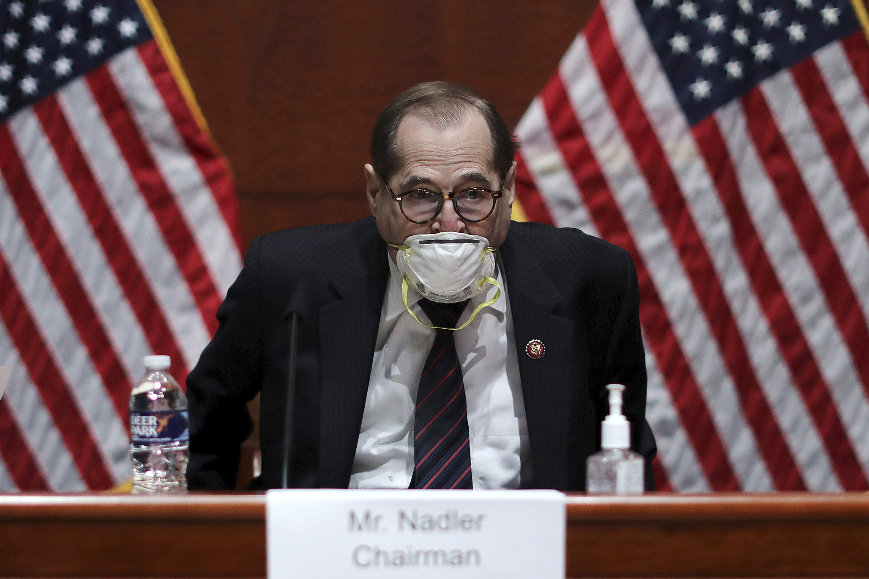 House Judiciary Committee Chairman Jerry Nadler, D-N.Y., arrives for a House Judiciary Committee hearing on the oversight of the Department of Justice on Capitol Hill, Tuesday, July 28, 2020 in Washington. (Chip Somodevilla/Pool via AP)