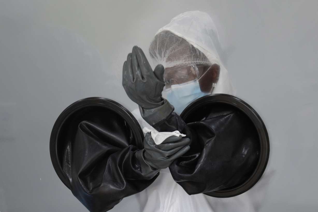 FILE - In this July 17, 2020, file photo, a health care worker sanitizes her equipment while working at a walk-up COVID-19 testing site during the coronavirus pandemic in Miami Beach, Fla (Photo: Lynne Sladky, AP Photo, File)