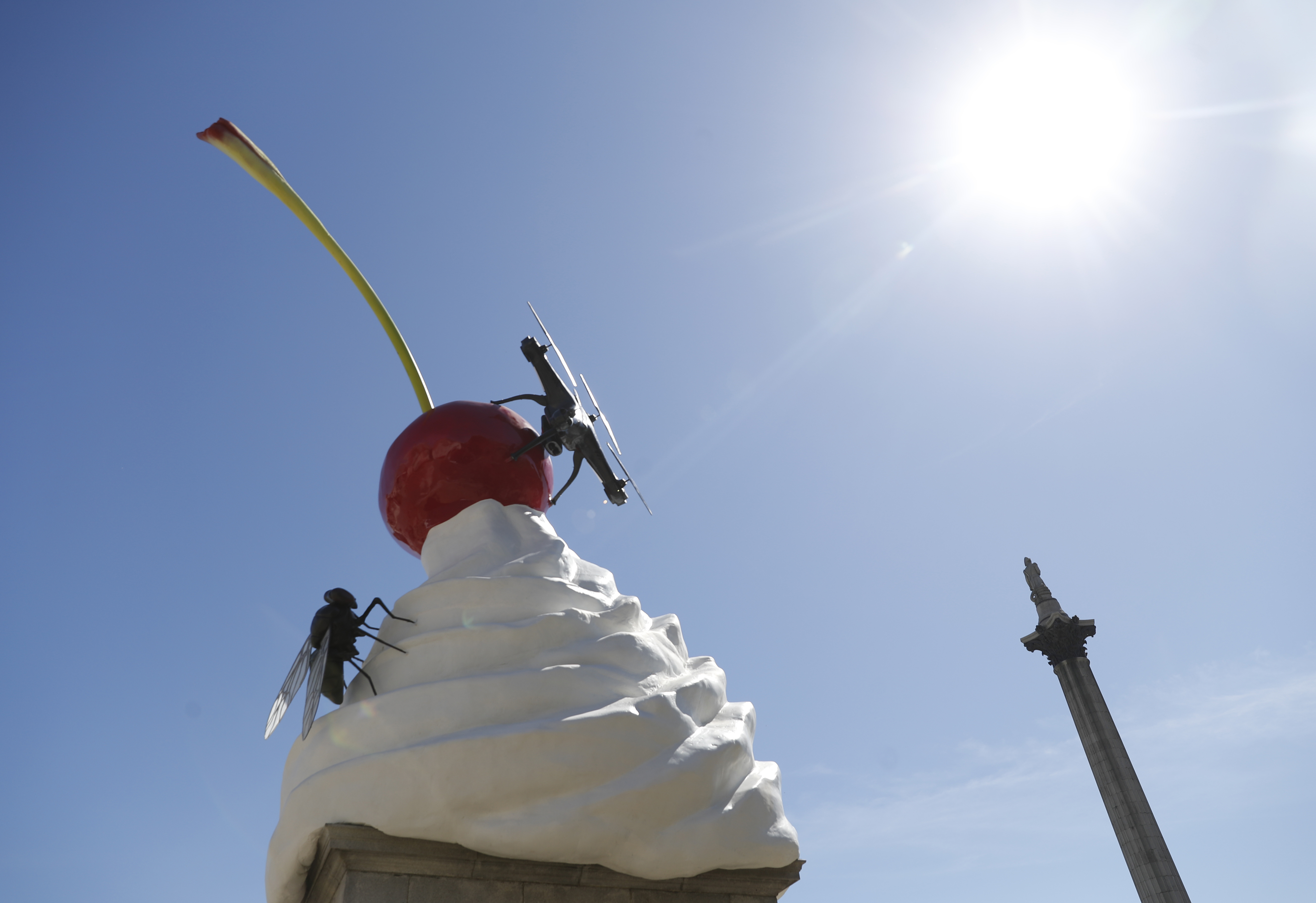 Ominous whipped cream art comes to London's Trafalgar Square
