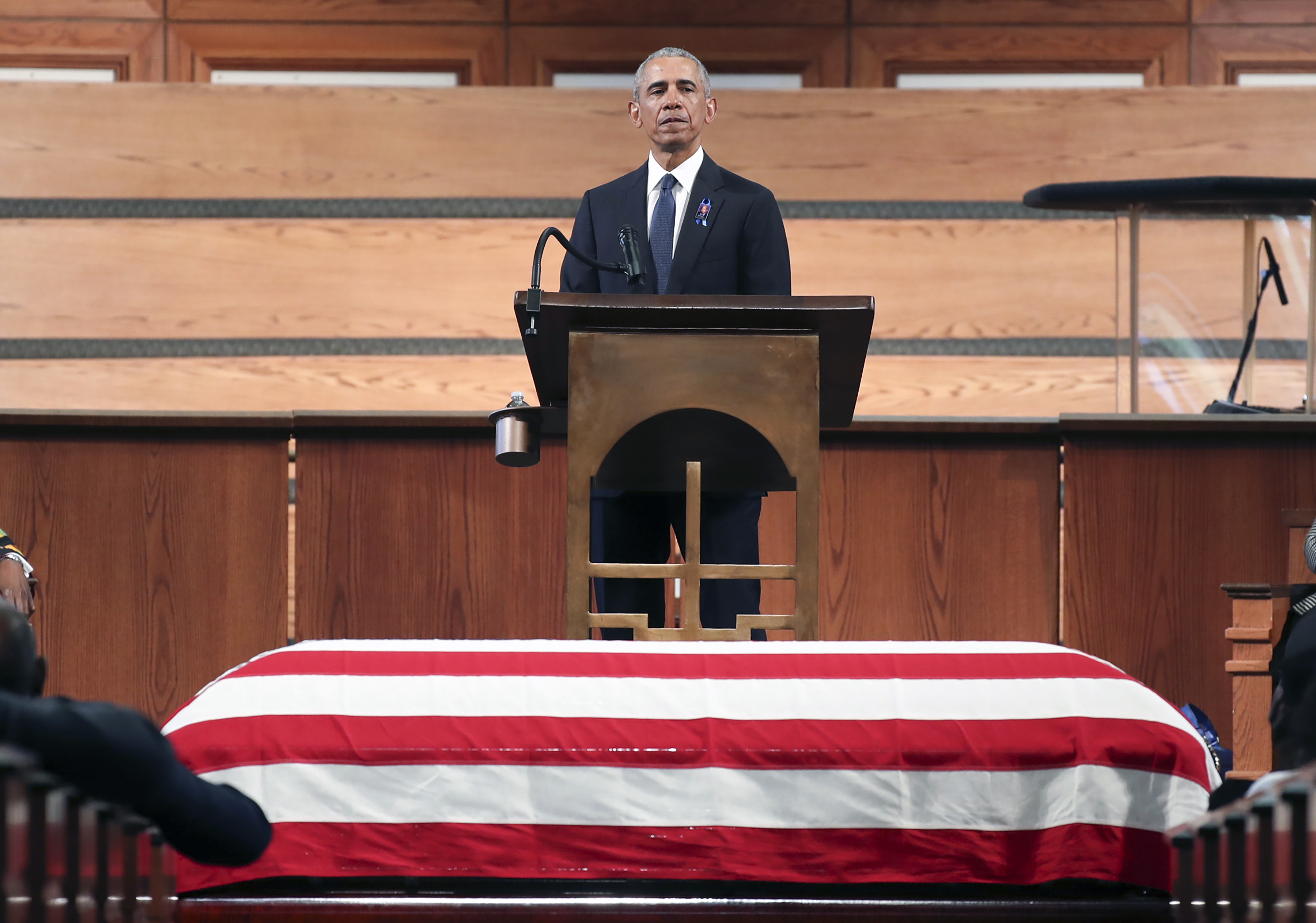 At Lewis funeral, Obama calls for renewing Voting Rights Act