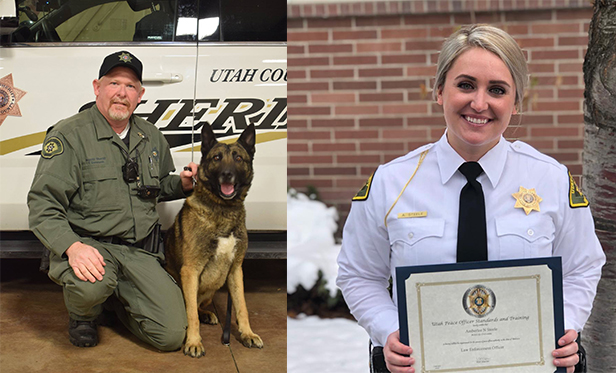 Deputy Tony Sorensen, left, and Deputy Amber Steele, right, saved a woman’s life on Sunday, July 26, 2020 after she had crashed her motorcycle south of Saratoga Springs and suffered critical injuries. Paramedics said without the two deputies’ “remarkable” response time, the woman likely would not have survived.