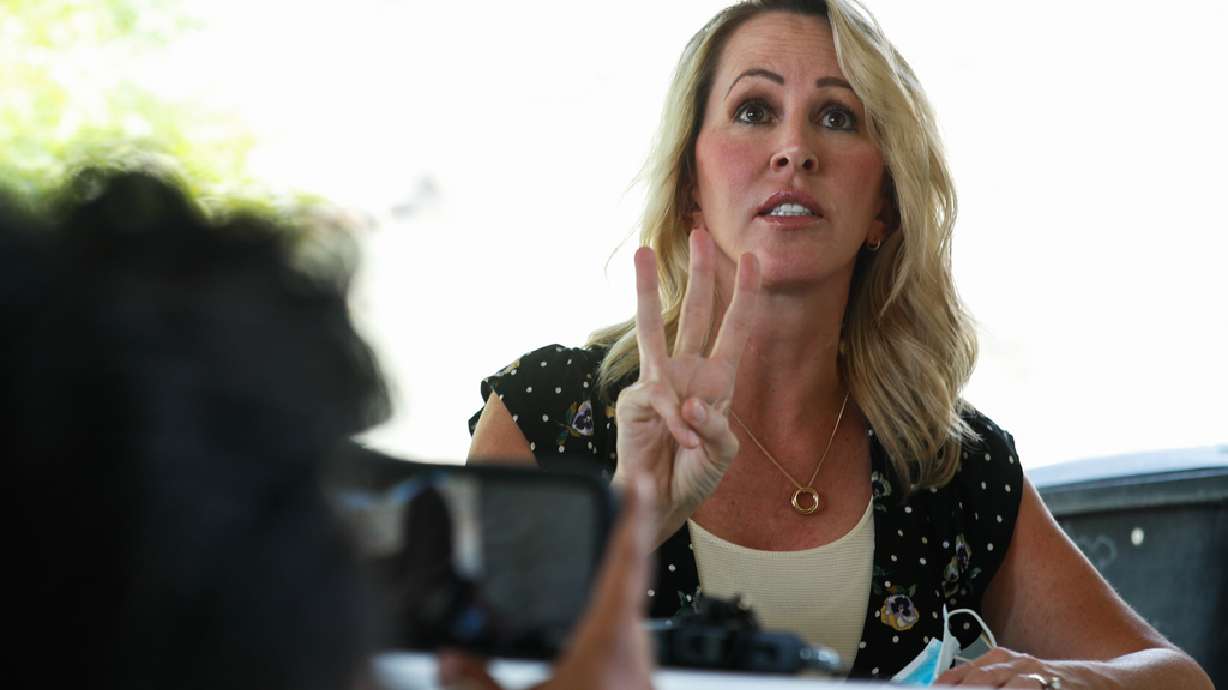 Cottonwood Heights Councilwoman Tali Bruce answers questions about a protest in 2020. The Utah Court of Appeals said prosecutors can appeal the dismissal of criminal charges against Bruce.