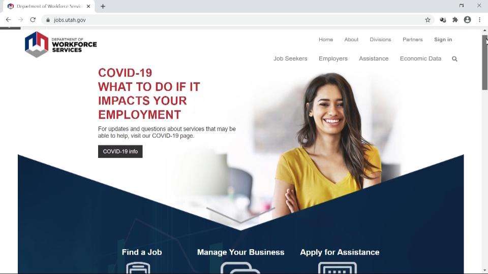 Utah's unemployment website