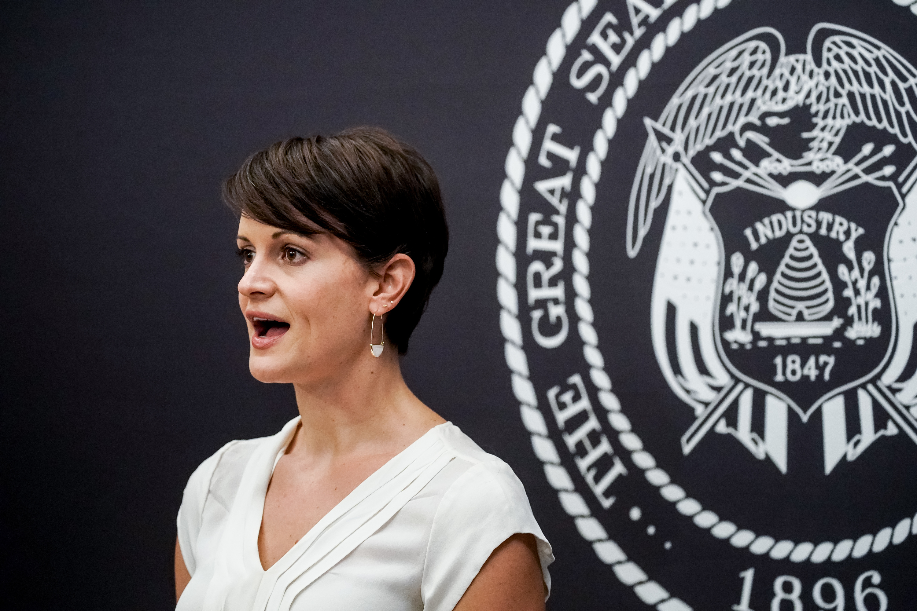 Utah state epidemiologist Dr. Angela Dunn speaks during a briefing about the state’s response to the COVID-19 pandemic at the Capitol in Salt Lake City on Thursday, Aug. 6, 2020.