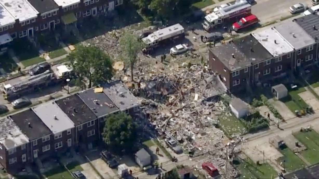 1 dead, 7 rescued after gas explosion levels Baltimore homes