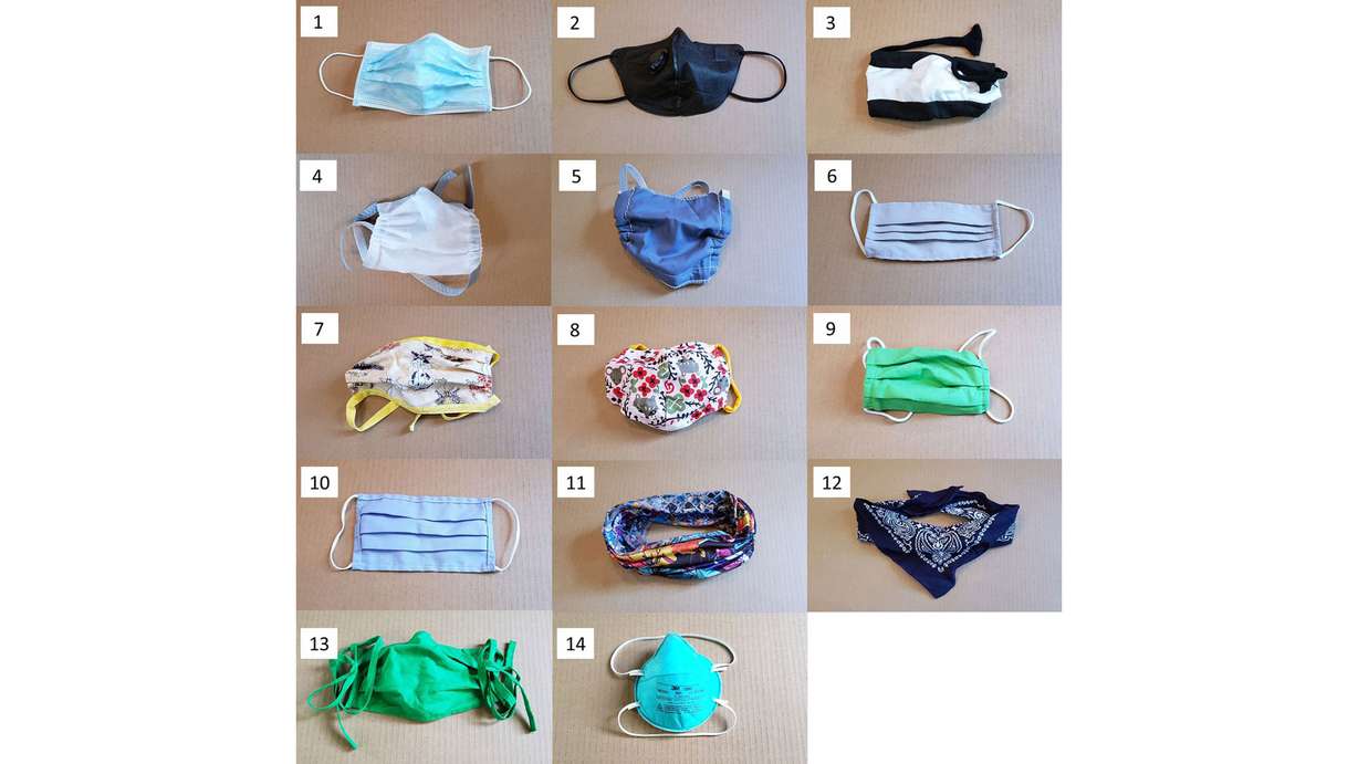 A variety of masks were tested for their effectiveness by researchers at Duke University.