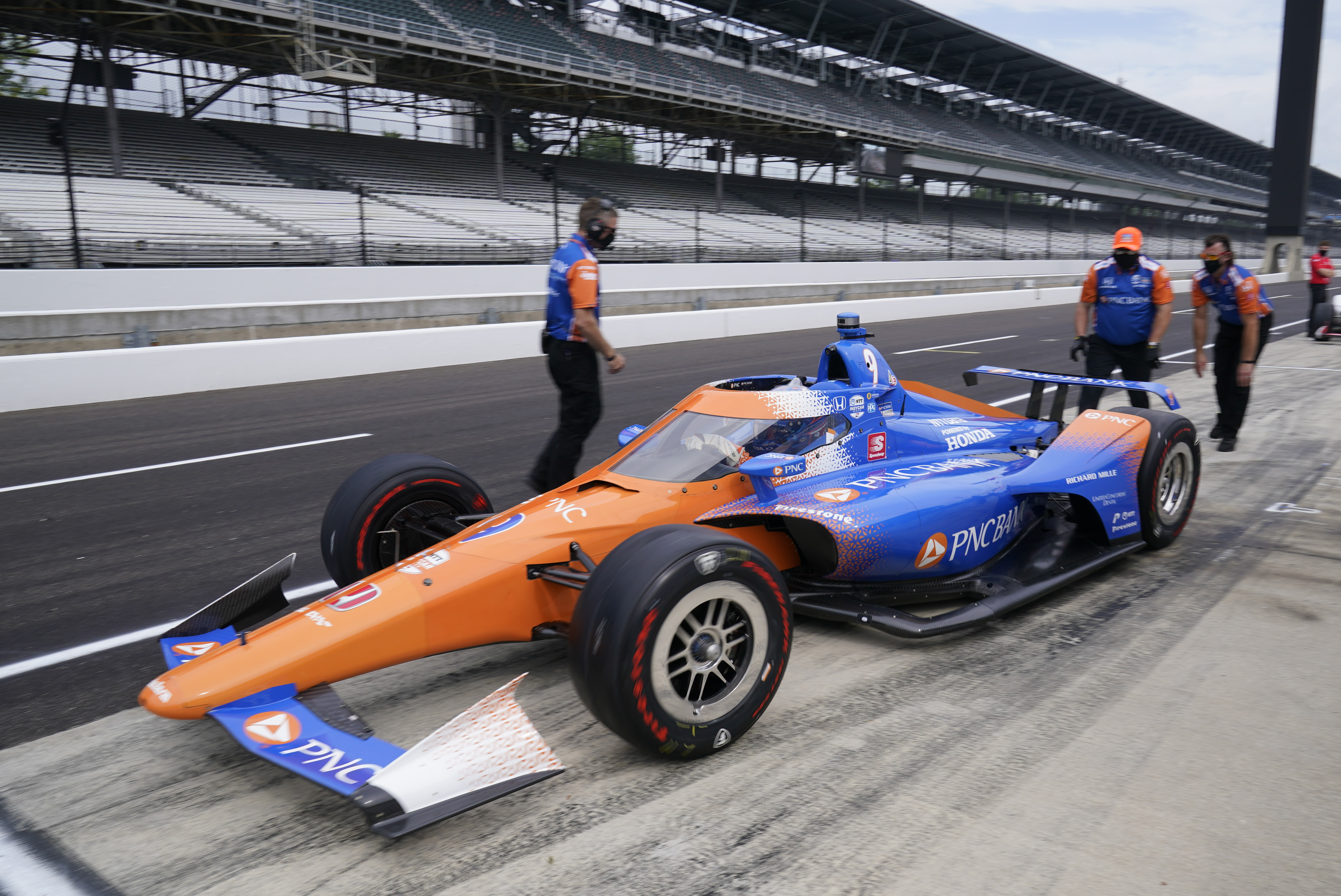 Drivers get on track at empty Indianapolis Motor Speedway