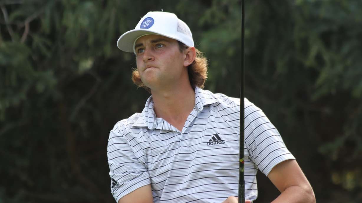 Former BYU golfer Peter Kuest shot 9-under 63 to finish atop the leaderboard following the opening round of the Siegfried and Jensen Utah Open, Friday, Aug. 14, 2020 at Riverside Country Club in Utah.