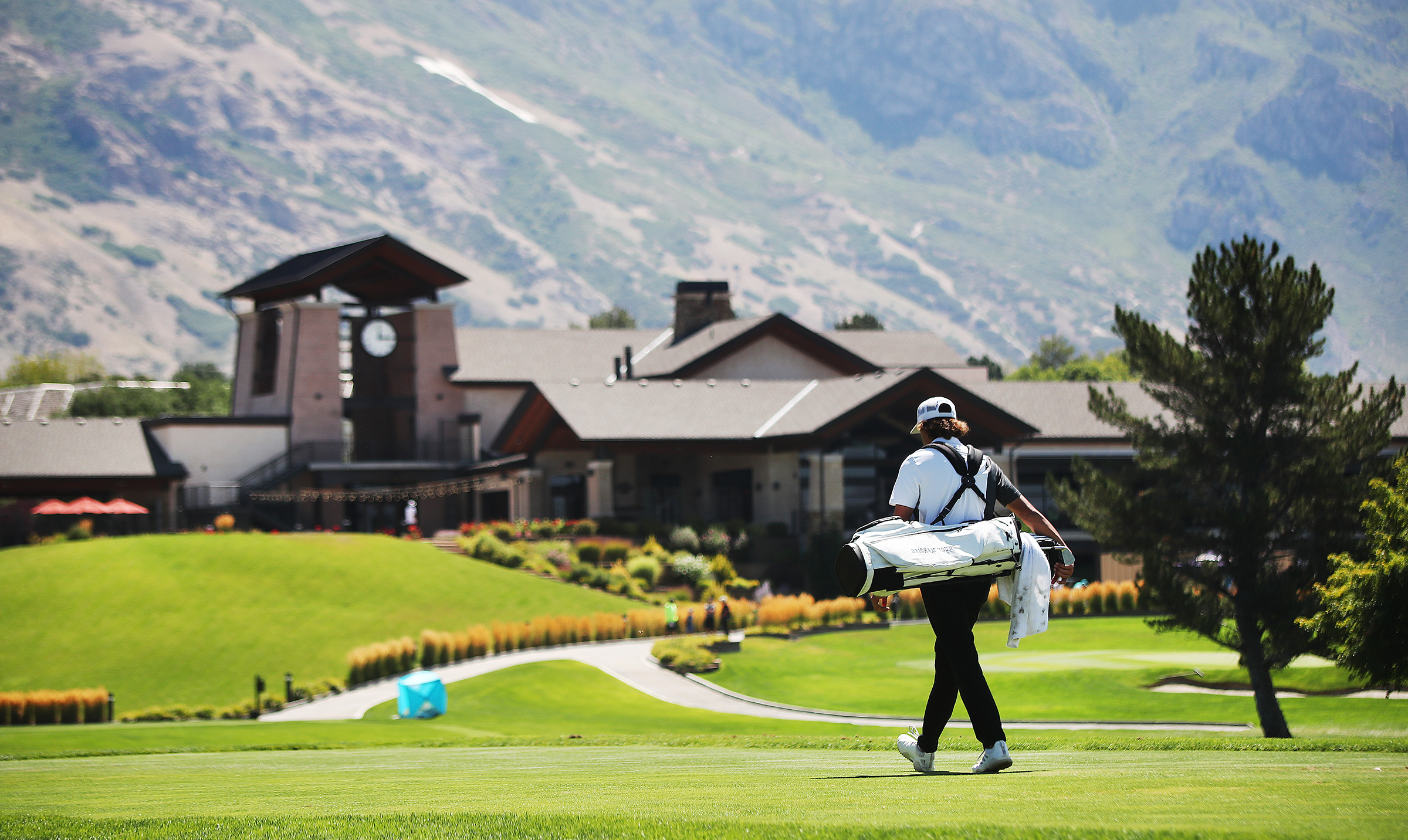 Peter Kuest walks off a tee box after hitting on day two of the Utah Open at Riverside Country Club in Provo on Saturday, Aug. 15, 2020.