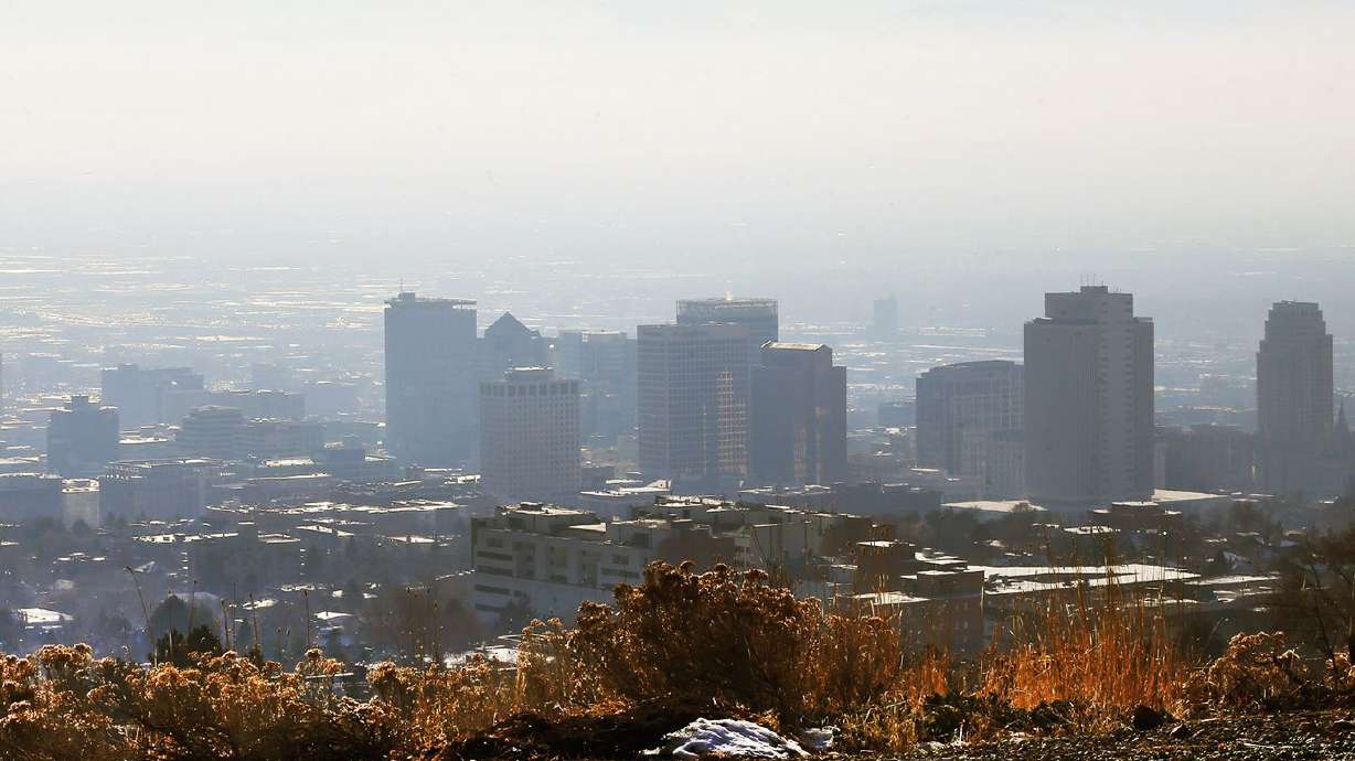 Inversion fills the Wasatch Front on Friday, Dec. 8, 2017.