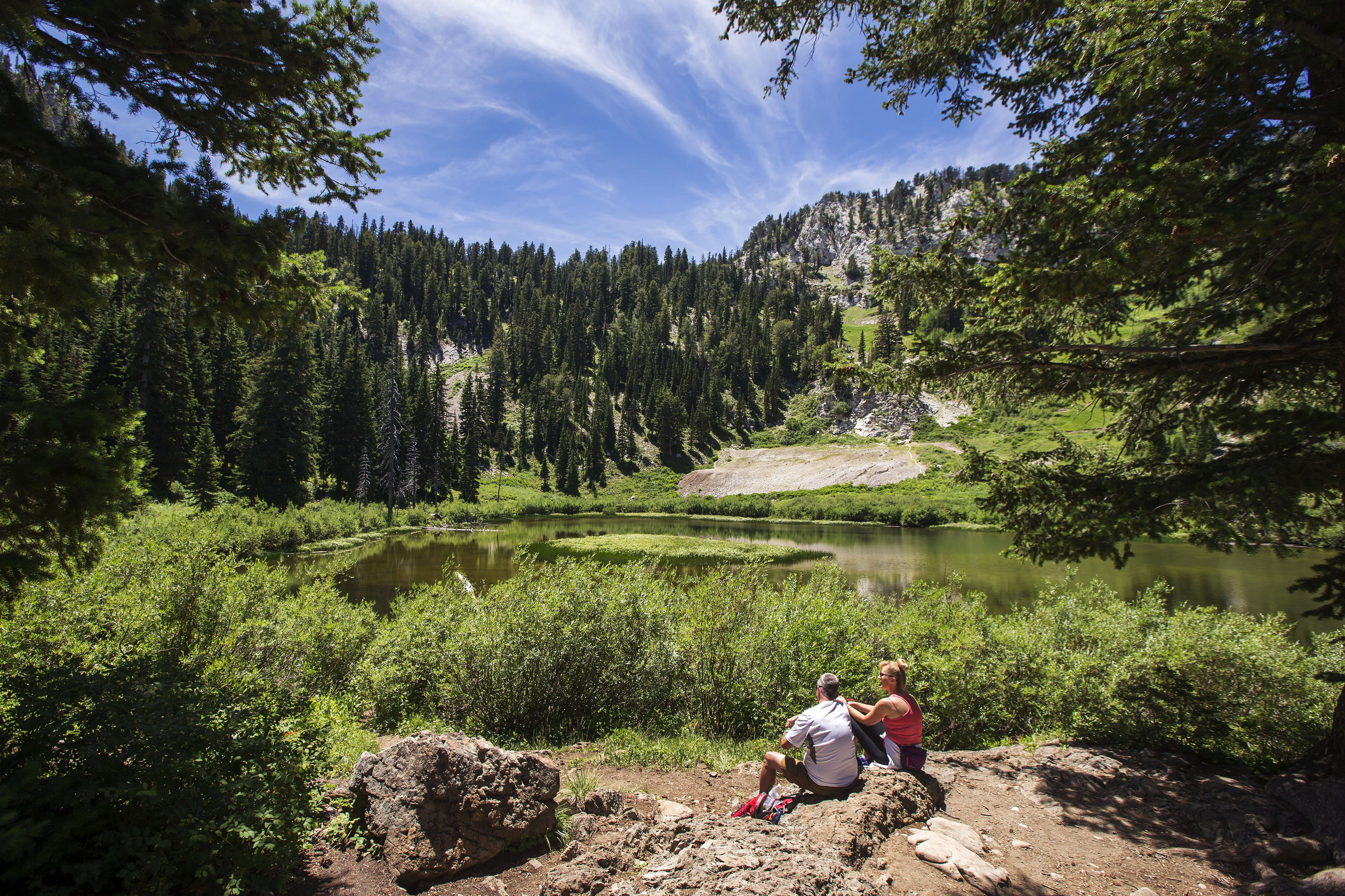 Joe Bryant and Georgeia Wood take in the day Sunday, July 12, 2015, at Lake Solitude.