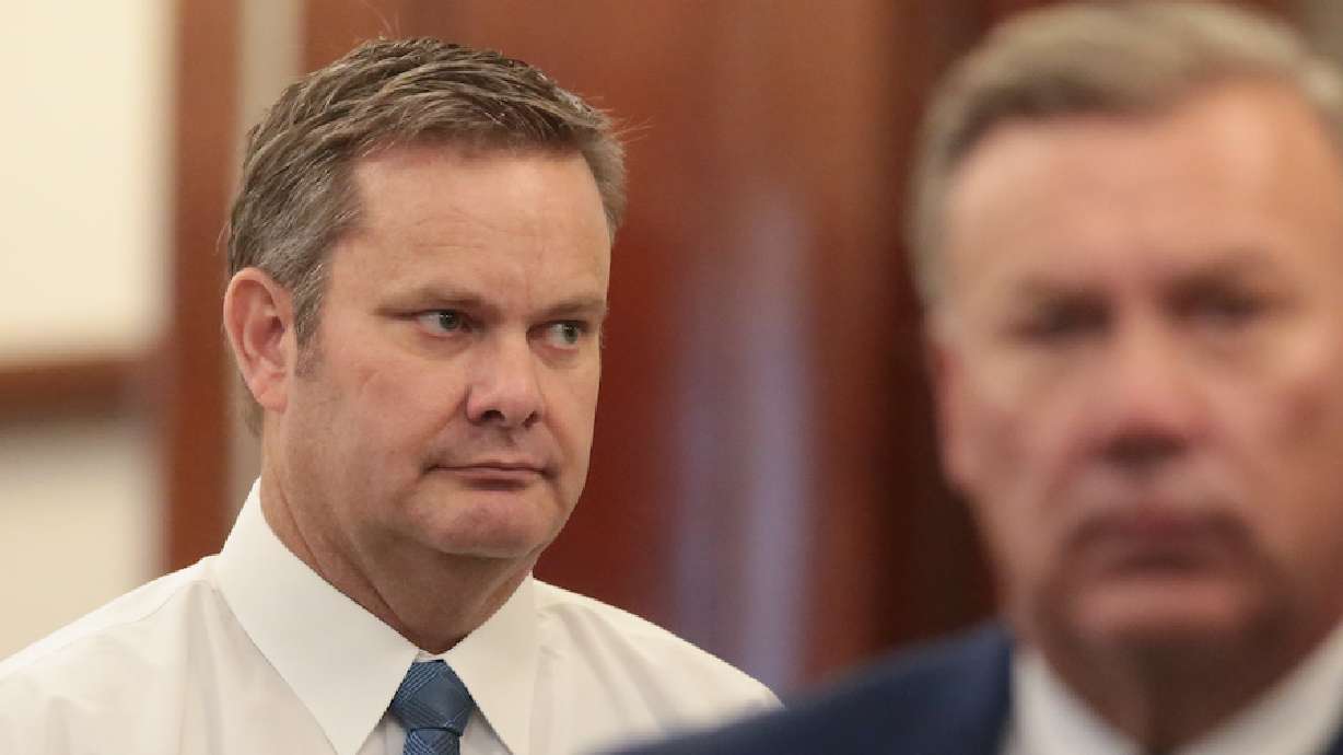 Chad Daybell enters the courtroom during his preliminary hearing in Fremont County on Aug. 3, 2020. New police documents show that Daybell called an Arizona funeral home shortly after Charles Vallow was killed.