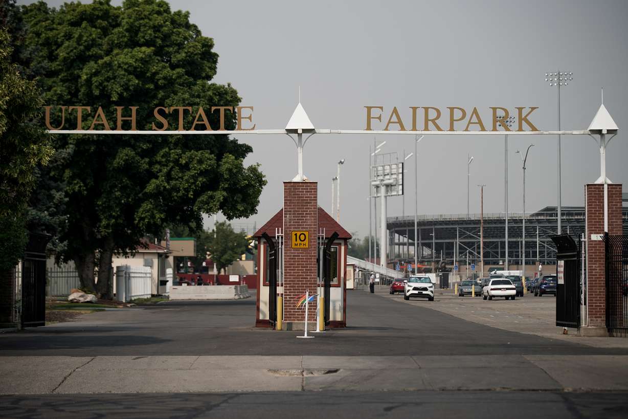 The entrance to the Utah State Fairpark in Salt Lake City is pictured on Friday, Aug. 21, 2020.