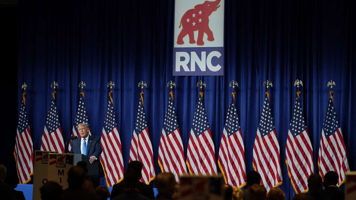 President Donald Trump speaks during the first day of the Republican National Convention on Aug. 24, 2020, in Charlotte, N.C. Utah Republicans are bidding to bring the convention to the Beehive State in 2024.