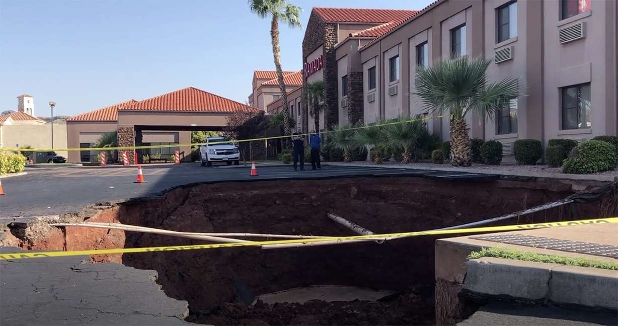 Sinkhole after flooding in St. George Monday, Aug. 24, 2020.
