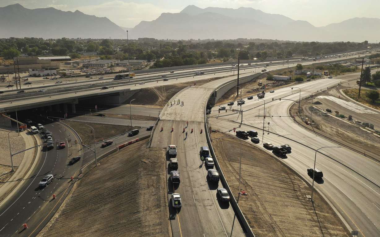 The new 2100 North flyover ramp to southbound I-15 in Lehi is pictured on Tuesday, Aug. 25, 2020.