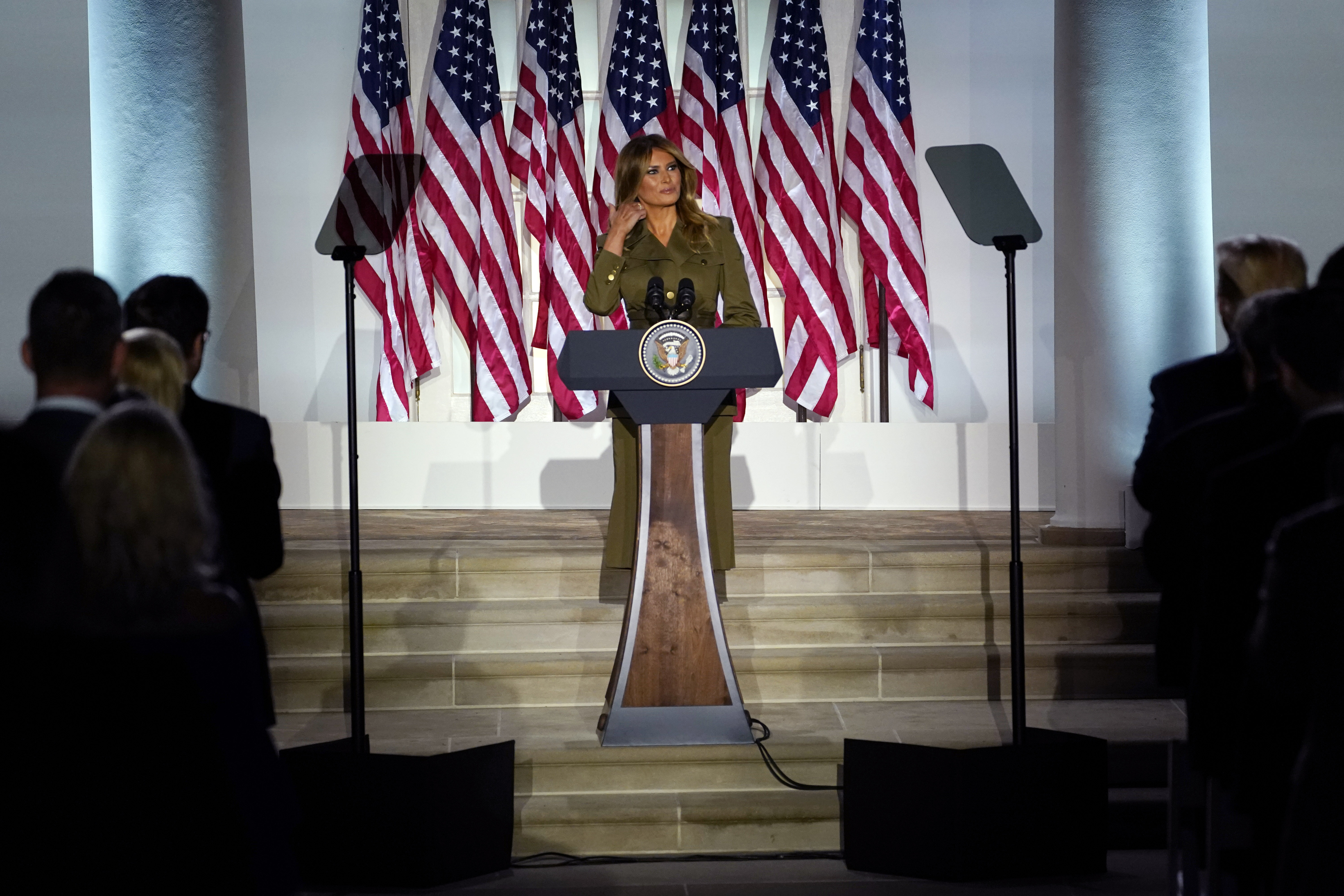 First lady speaks from Rose Garden about children, compassion and reelecting her husband