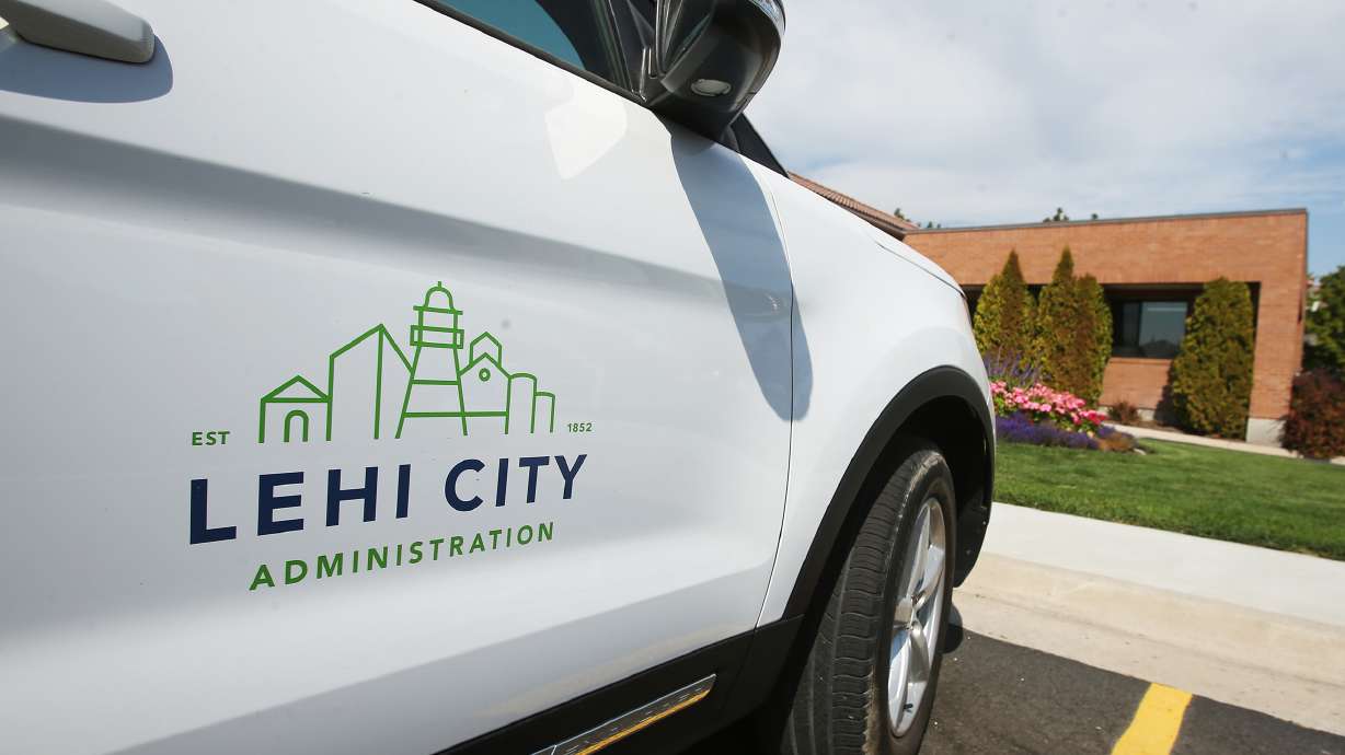 A city vehicle is pictured Lehi City Hall in Lehi on Wednesday, Aug. 19, 2020.