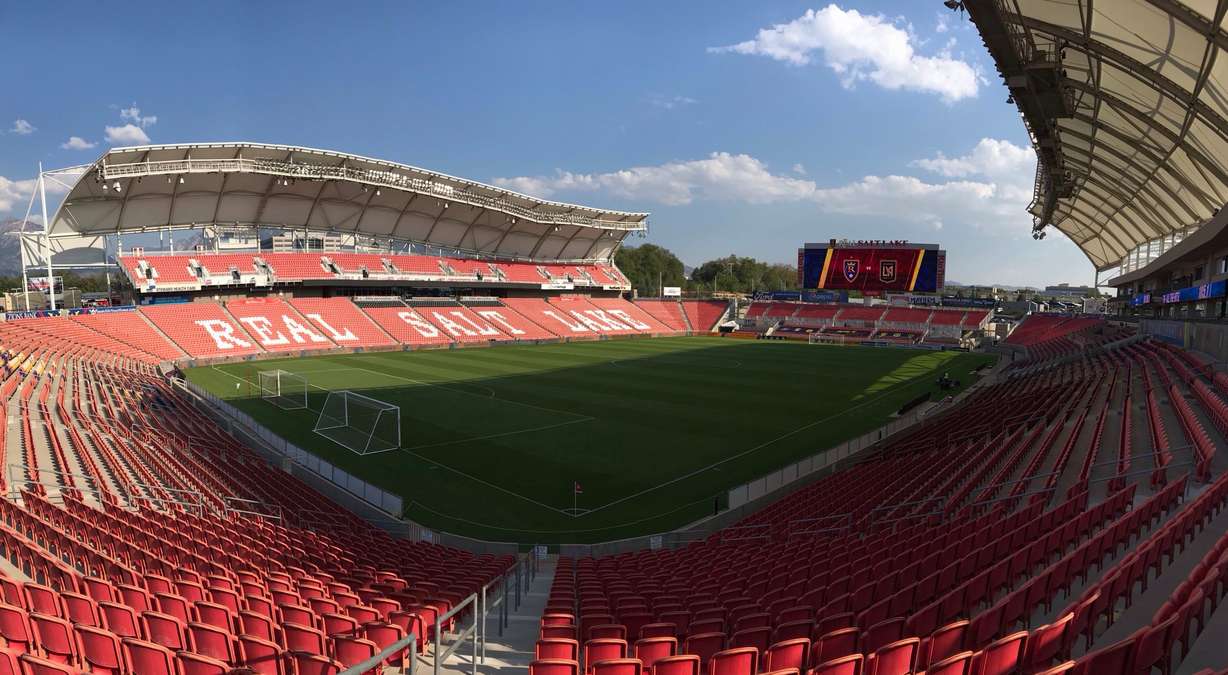 Rio Tinto Stadium about two hours prior to kickoff, Wednesday, Aug. 26, 2020 in Sandy, Utah. Wednesday's match between Real Salt Lake and Los Angeles FC was postponed following a string of similar player-led decisions across MLS and other leagues.