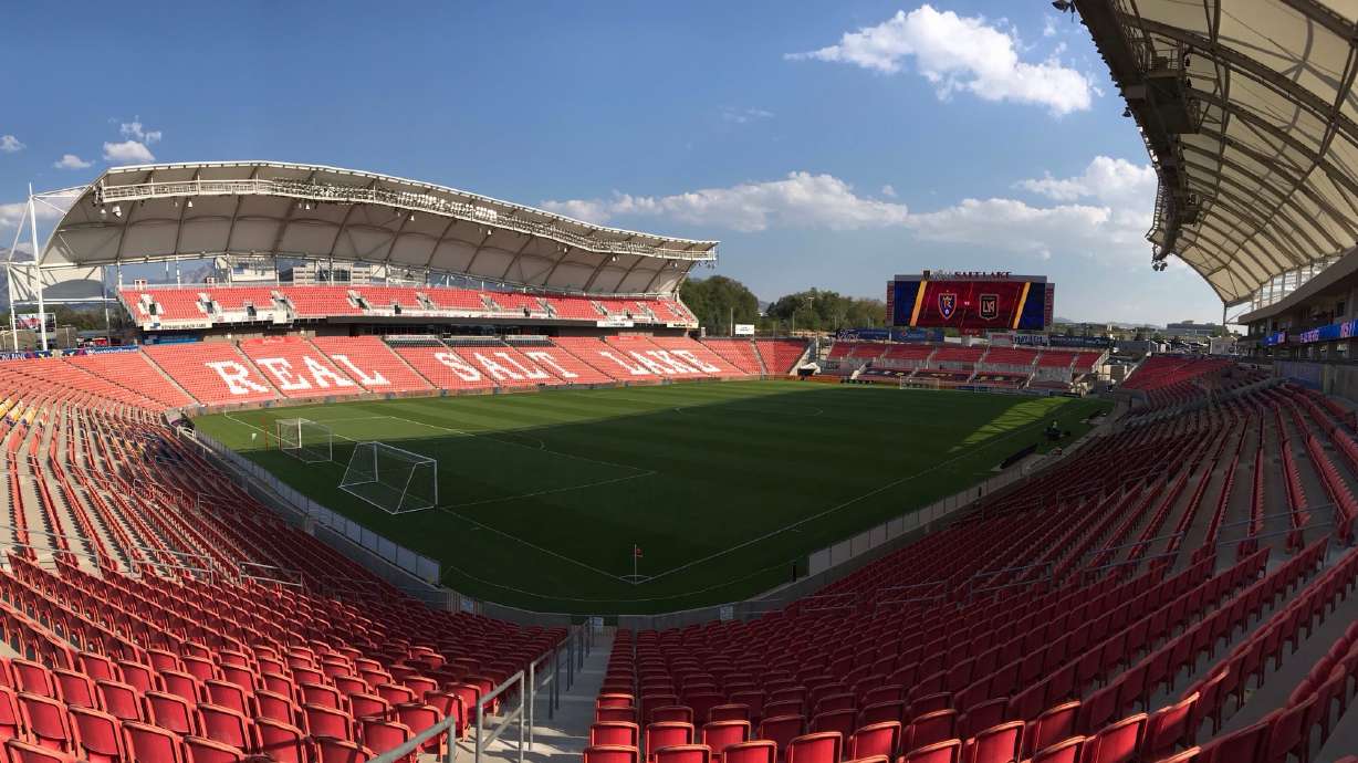 Rio Tinto Stadium about two hours prior to kickoff, Wednesday, Aug. 26, 2020 in Sandy, Utah. Wednesday's match between Real Salt Lake and Los Angeles FC was postponed following a string of similar player-led decisions across MLS and other leagues.