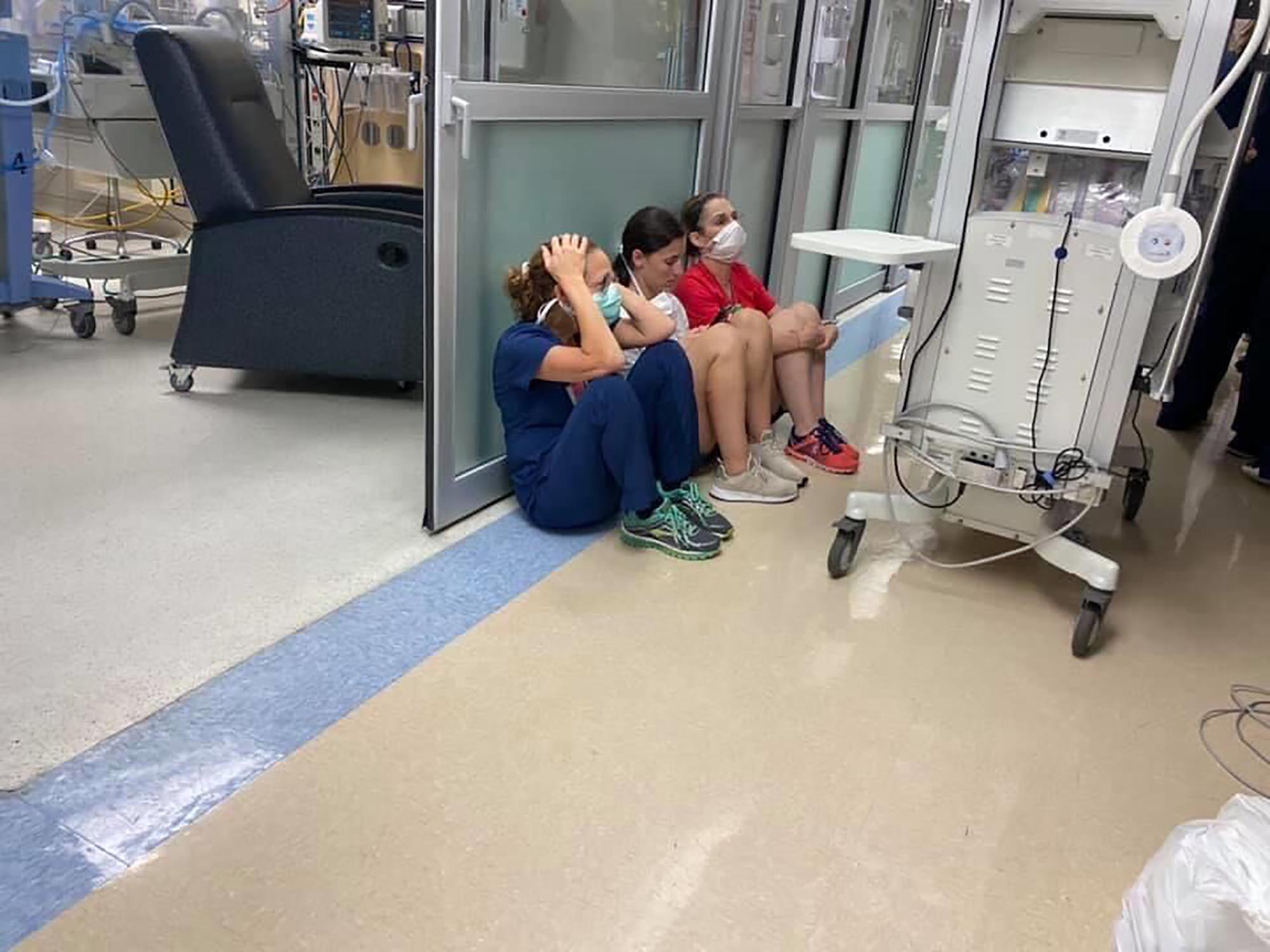 Hospital staff shelter in place as Hurricane Laura swept through Lake Charles, Louisiana.