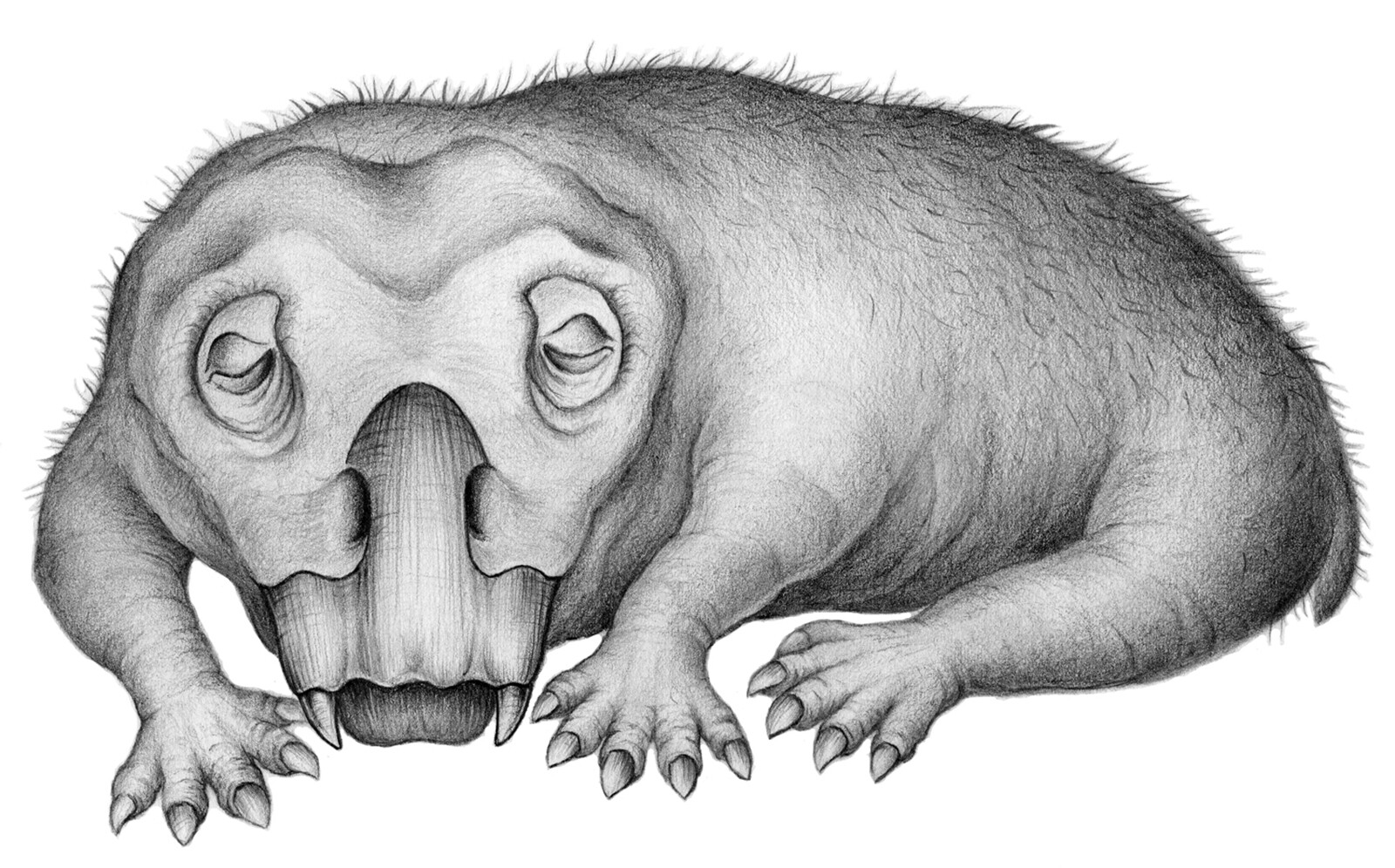 An artist's rendition of Lystrosaurus in a state of torpor.