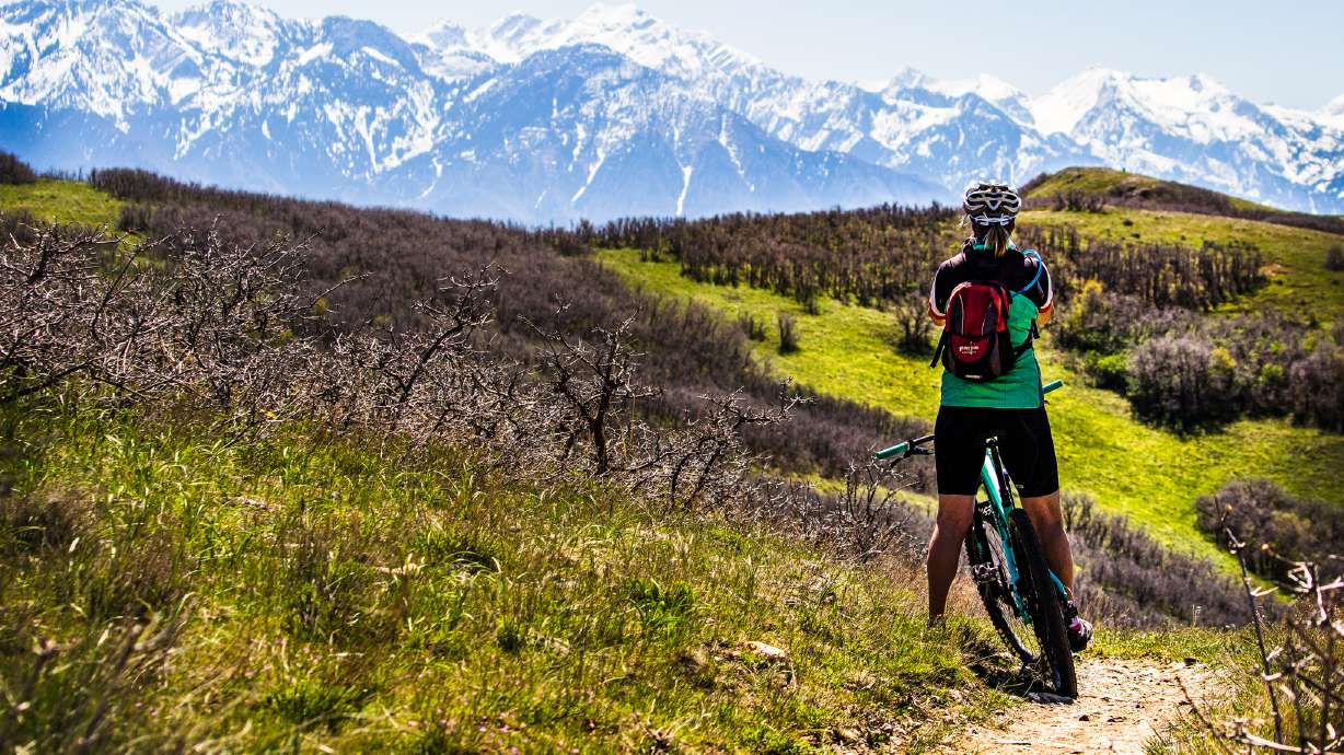 A mountain biker on a trail in City Creek Canyon in 2017.