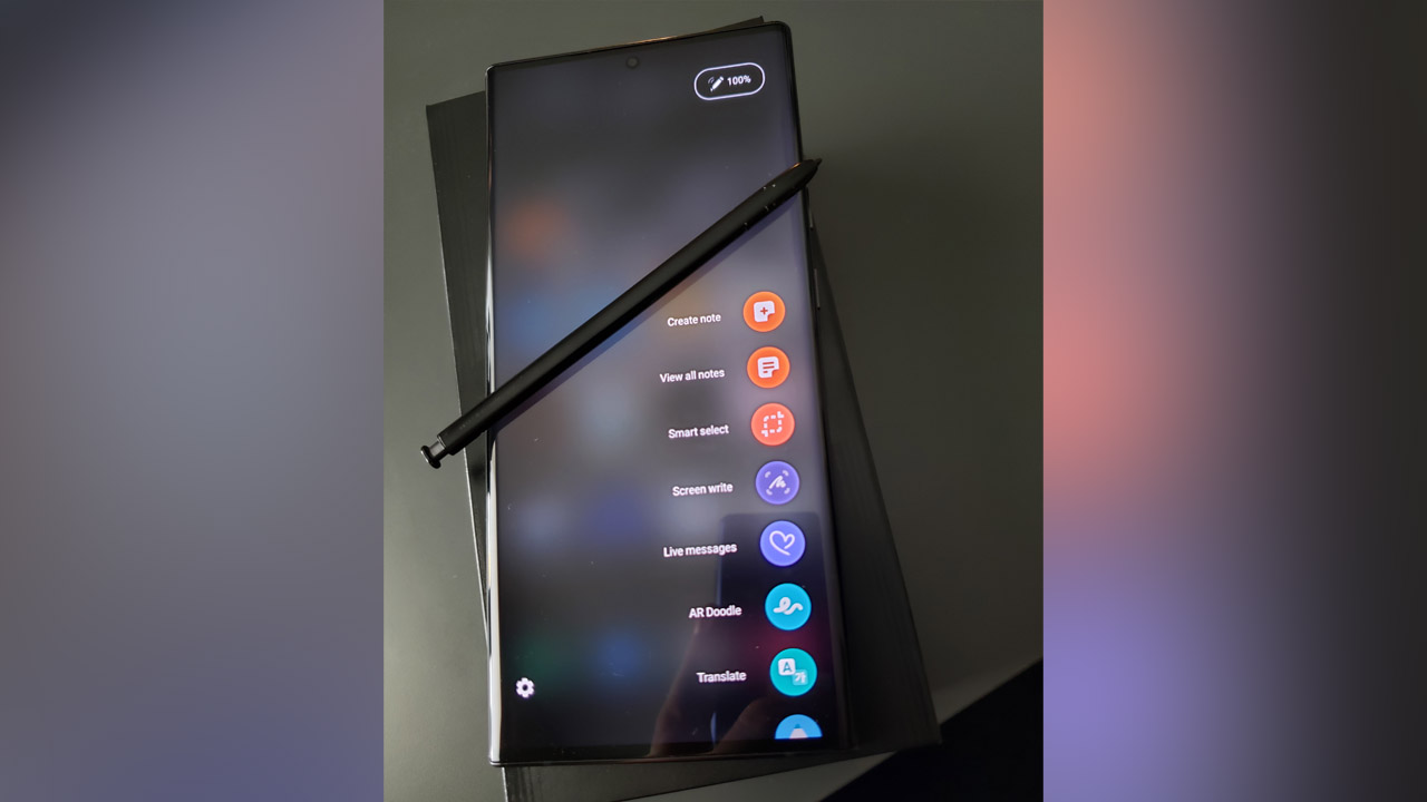 Galaxy Note 20 S-Pen side menu and stylus. (Photo: Mike Stapley, KSL.com contributor)