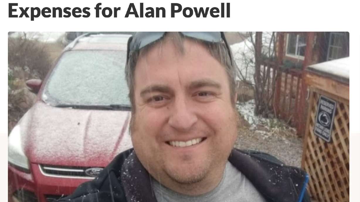 A screenshot shows a GoFundMe campaign for firefighter Alan Powell.