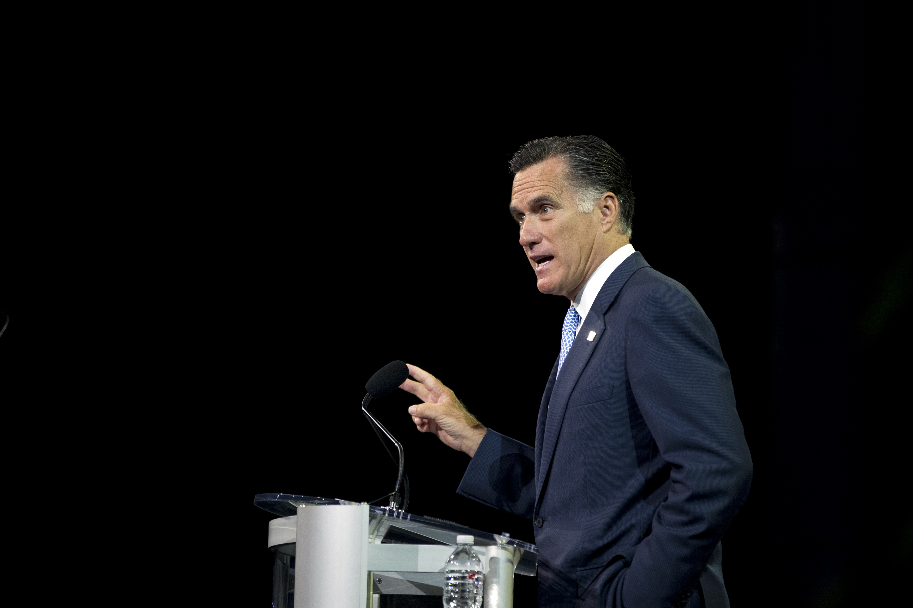 20140403



Republican presidential candidate, former Massachusetts Gov. Mitt Romney gestures during a speech to the NAACP annual convention, Wednesday, July 11, 2012, in Houston, Texas. (AP Photo/Evan Vucci)

Evan Vucci

AP