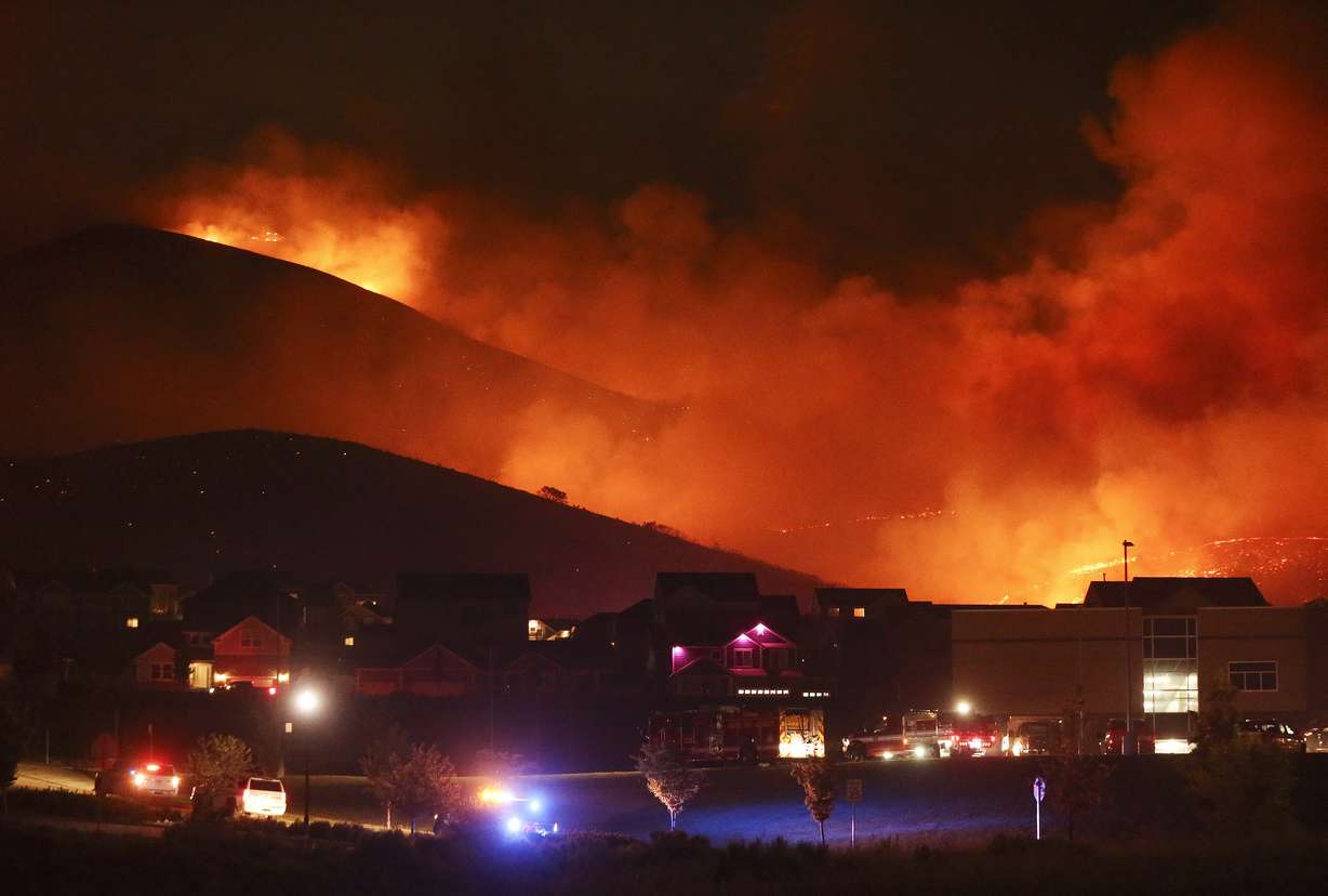 A wildfire on Traverse Mountain threatens homes in Lehi on June 28, 2020. It was one of Utah's more recent wildland-urban interface fires.