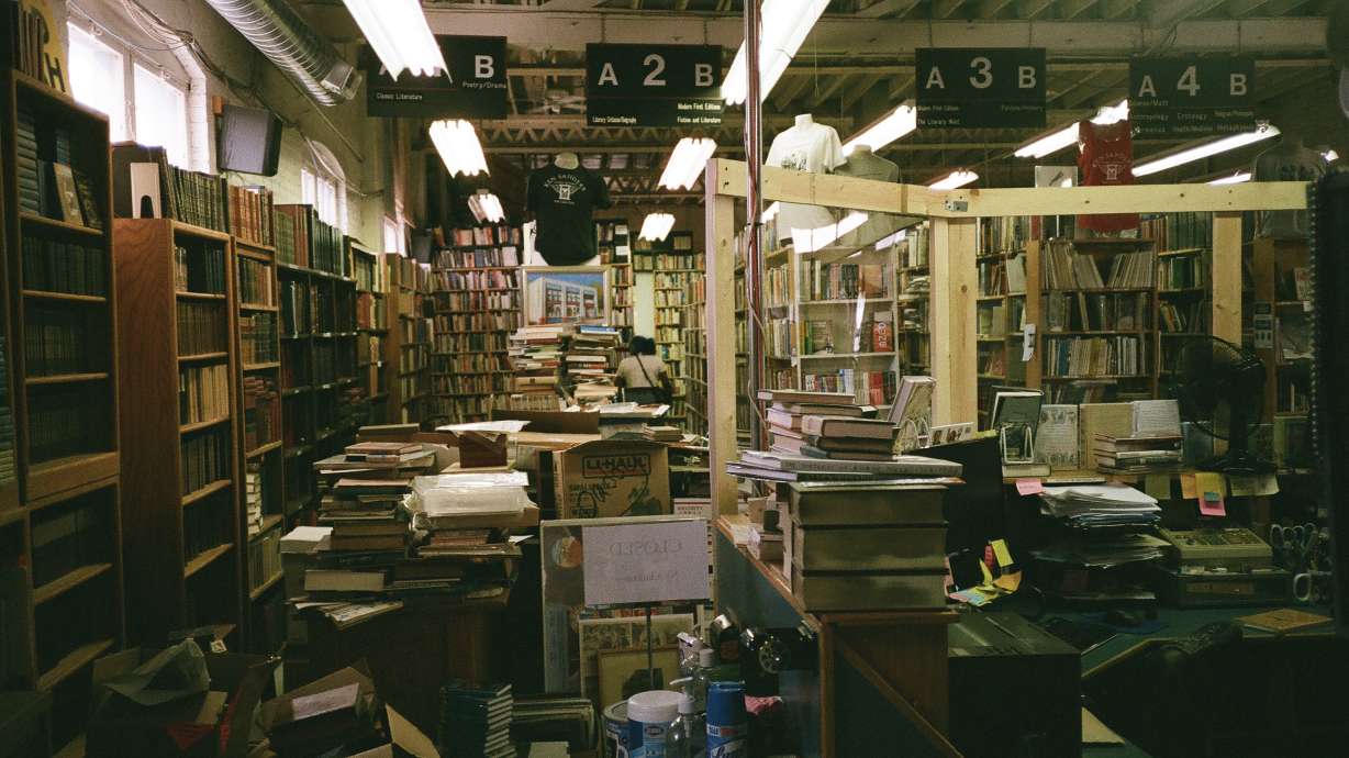 “I’ve always said it looks like a library after an earthquake,” Utah filmmaker and director Trent Harris said of Ken Sanders Rare Books. Photo by Harrison Porter, employee of Ken Sanders Rare Books.