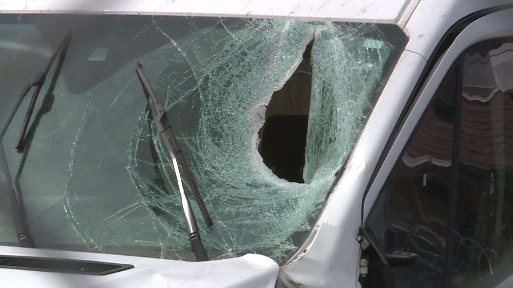 Mike Sepos’ windshield was destroyed when his vehicle hit an elk on I-80 in Summit County.