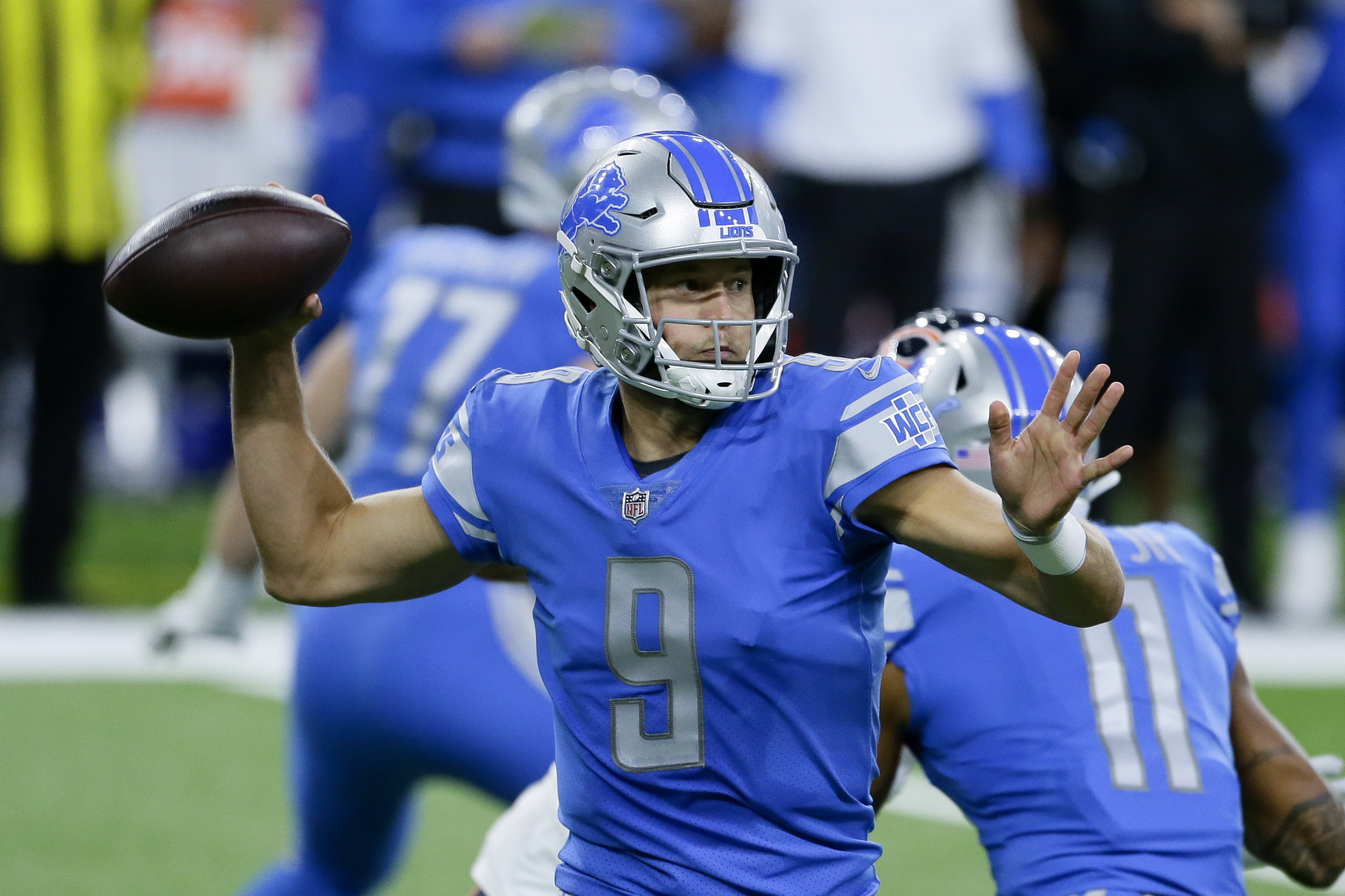 Trubisky throws 3 TDs in 4th to help Bears beat Lions 27-23