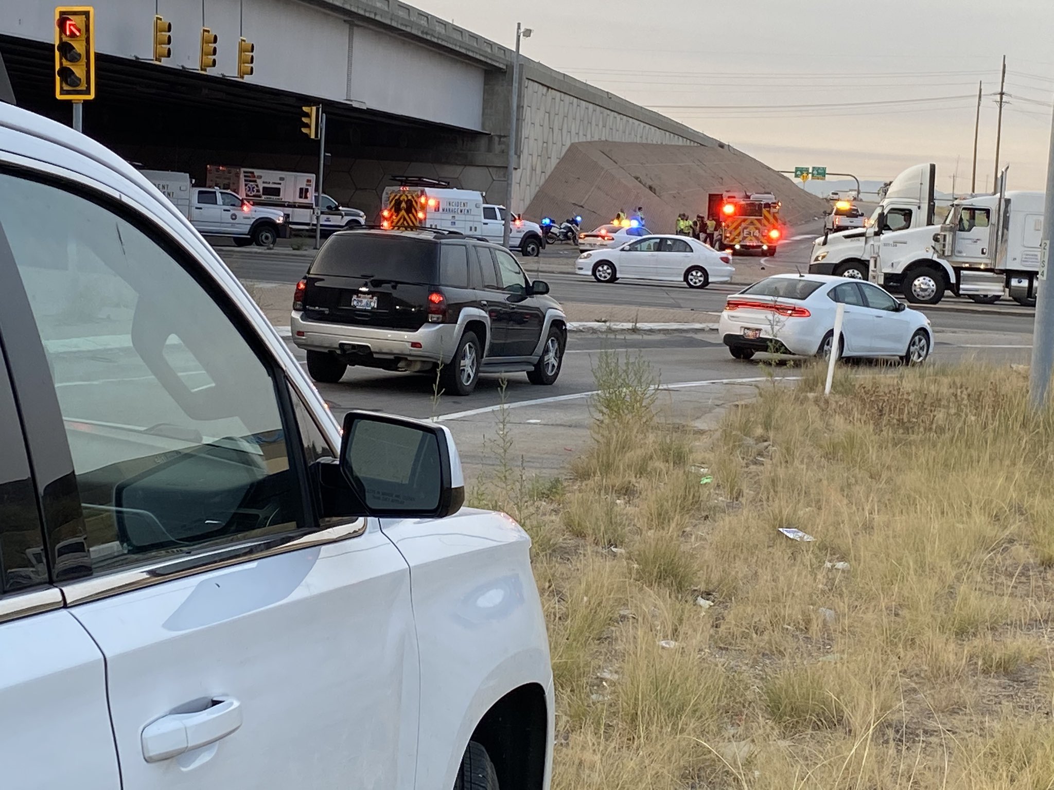 Authorities are investigating after a Utah Highway Patrol trooper was hit in Salt Lake City on Tuesday, Sept. 15, 2020.