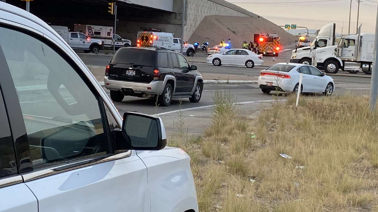 Authorities are investigating after a Utah Highway Patrol trooper was hit in Salt Lake City on Tuesday, Sept. 15, 2020.