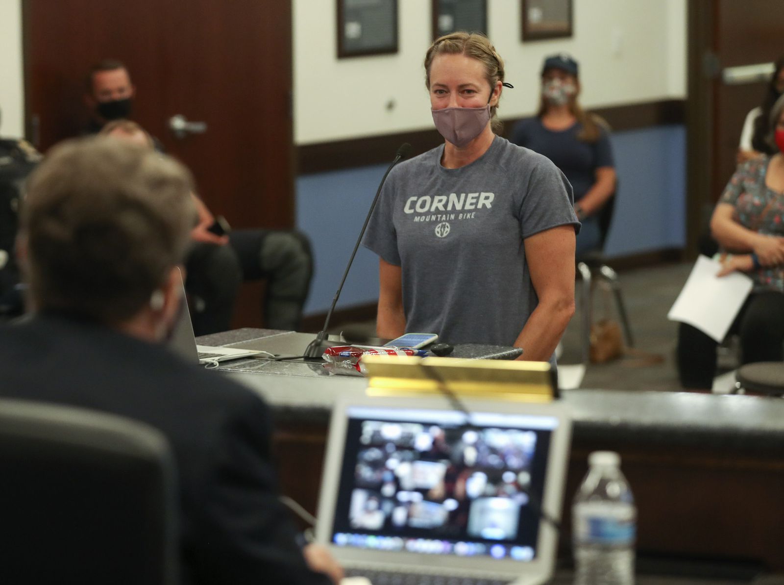 ynthia Weller, a parent of a student at Corner Canyon High School, talks to members of the Canyons School District Board of Education during the public comment portion of their meeting at the Canyons School District offices in Sandy on Tuesday, Sept. 15, 2020.
