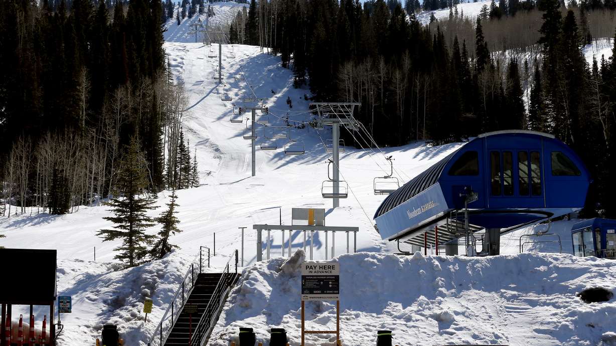 The Moonbeam Express lift at Solitude Ski Resort sits idle as Utahâs ski resorts are closed due to COVID-19 on Tuesday, March 17, 2020.