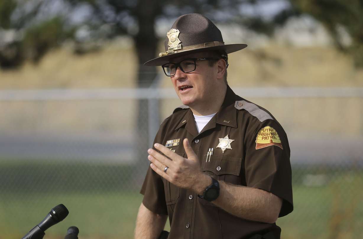 Utah Highway Patrol Lt. Nicholas Street talks about the 100 deadliest days for traffic fatalities, between Memorial Day and Labor Day, during a press conference at the Utah Department of Transportation's Murray Maintenance Shed in Murray on Wednesday, Sept. 16, 2020.