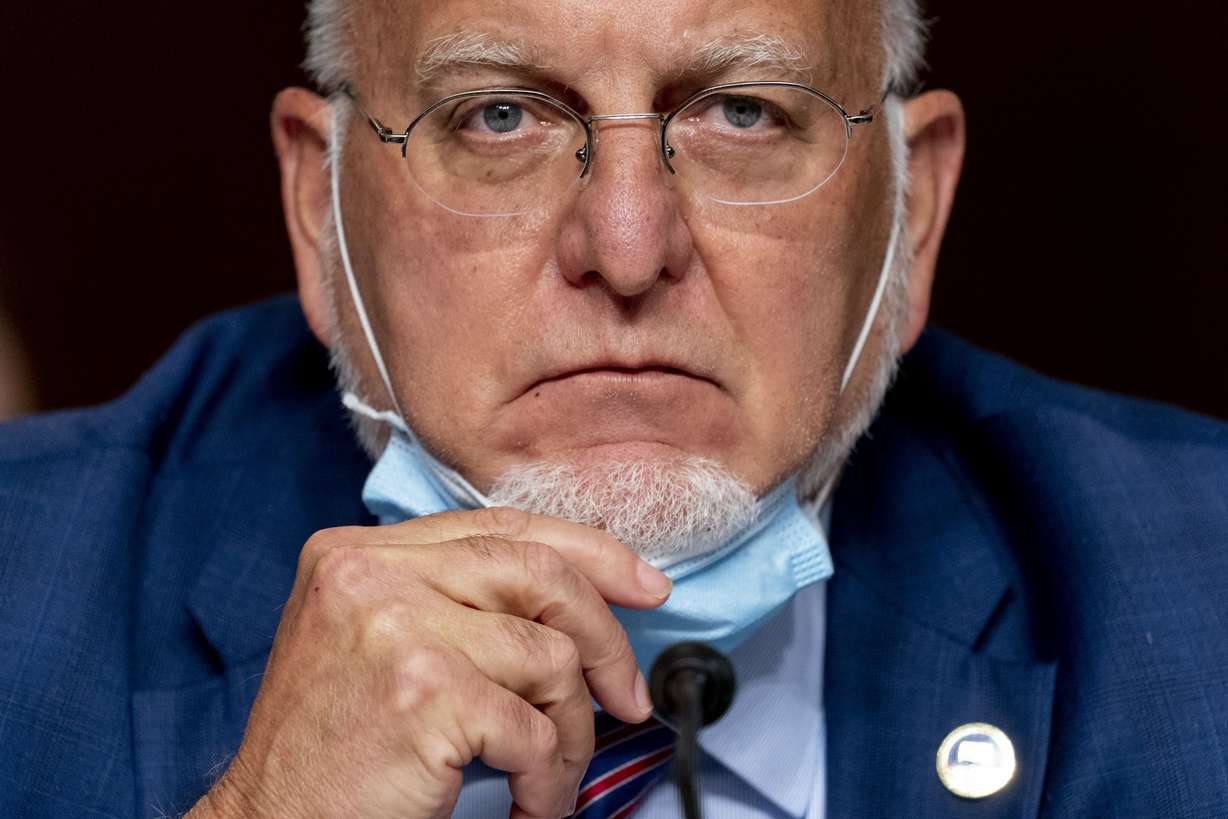 Centers for Disease Control and Prevention Director Dr. Robert Redfield pauses while speaking at a Senate Appropriations subcommittee hearing on a "Review of Coronavirus Response Efforts" on Capitol Hill, Wednesday, Sept. 16, 2020, in Washington. (AP Photo/Andrew Harnik, Pool)