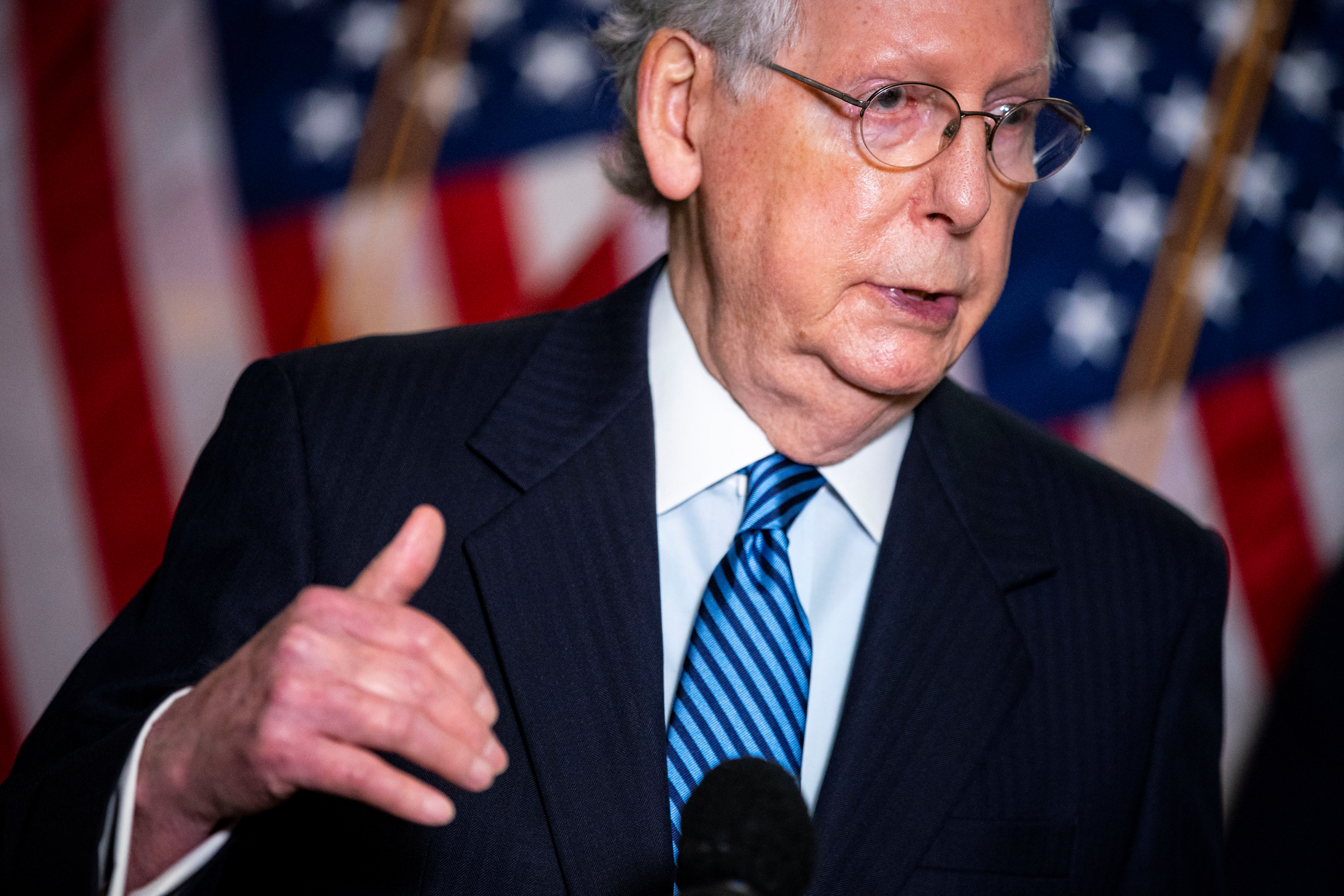 Senate Majority Leader Mitch McConnell (R-KY) speaks to reporters after the Senate Republican luncheon on Capitol Hill, in Washington, U.S., September 15, 2020.