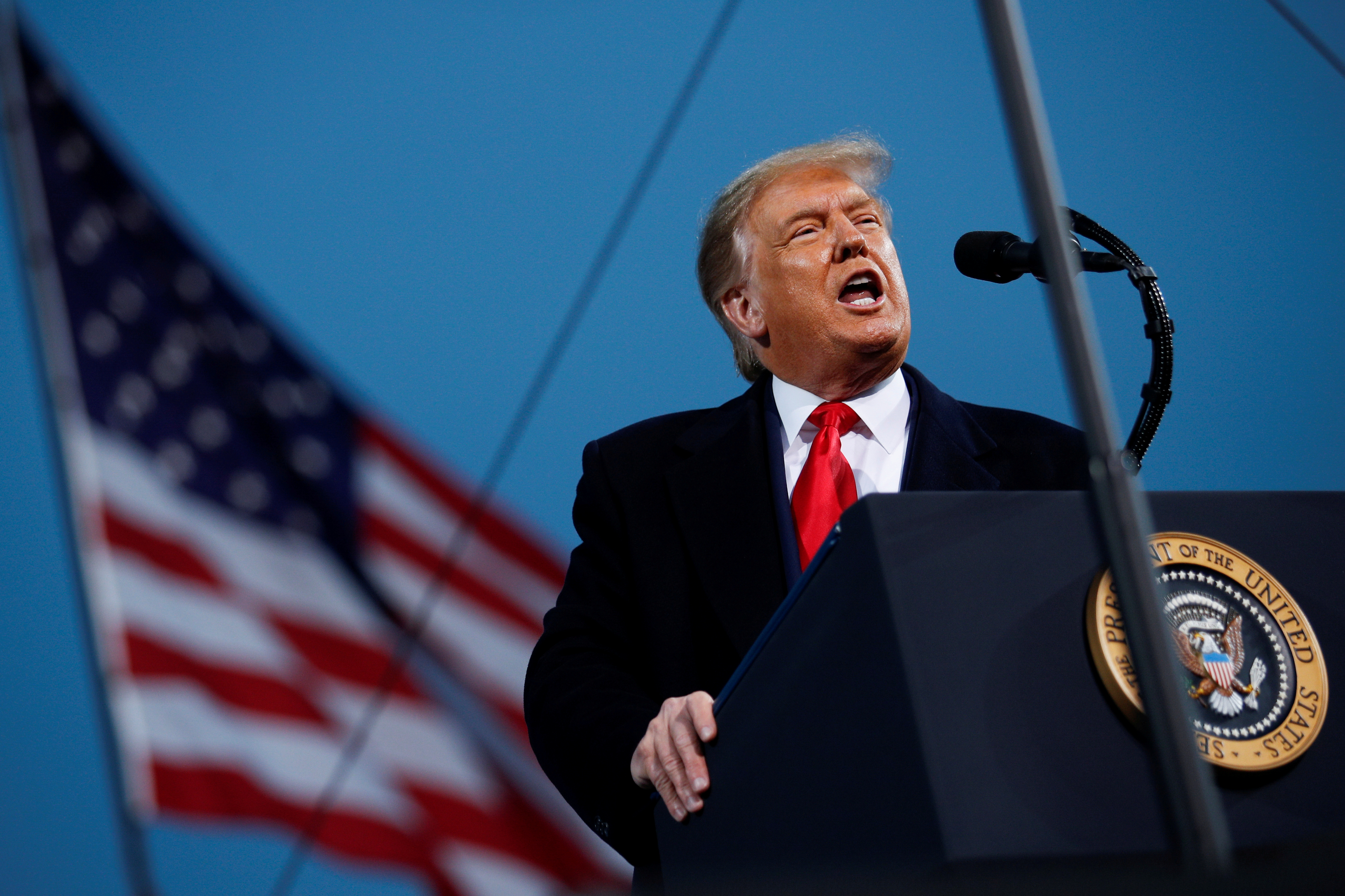 FILE PHOTO: U.S. President Donald Trump speaks during a campaign event in Fayetteville, North Carolina, U.S., September 19, 2020. REUTERS/Tom Brenner
