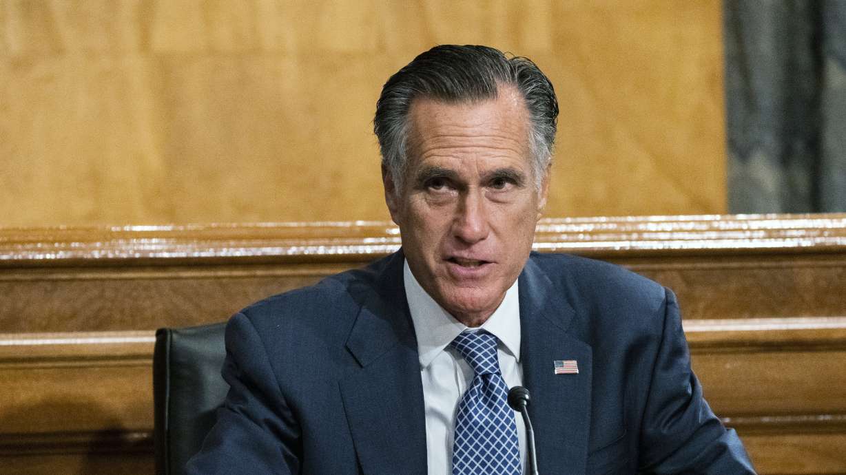 Sen. Mitt Romney, R-Utah, speaks on Capitol Hill on Sept. 16, 2020, in Washington. A U.S. Senate committee on Wednesday approved two proposals sponsored by Romney that call for a study of the impact of smartphone use on academic achievement.