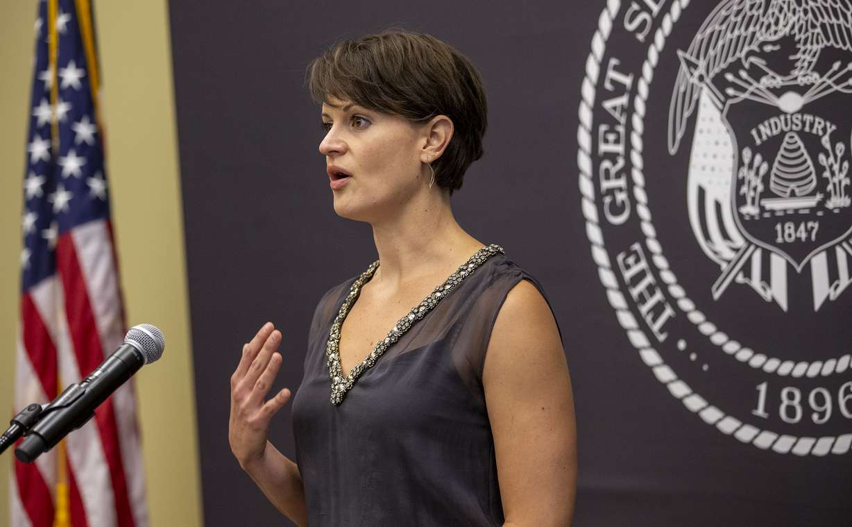 State epidemiologist Dr. Angela Dunn speaks during a COVID-19 briefing at the Capitol in Salt Lake City on Tuesday, Sept. 22, 2020.