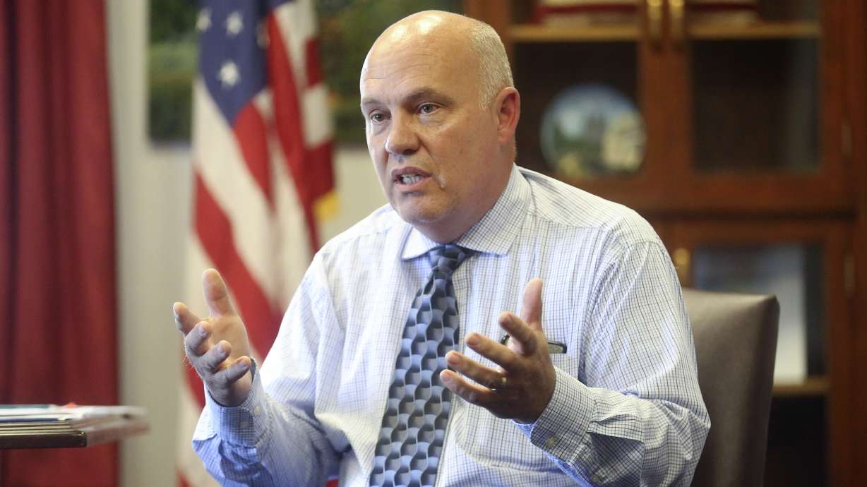 Utah County Commissioner Bill Lee discusses a plan to ask Gov. Gary Herbert to make a mask exemption for K-12 schools in Utah County during an interview at his office Provo on Tuesday, July 14, 2020.