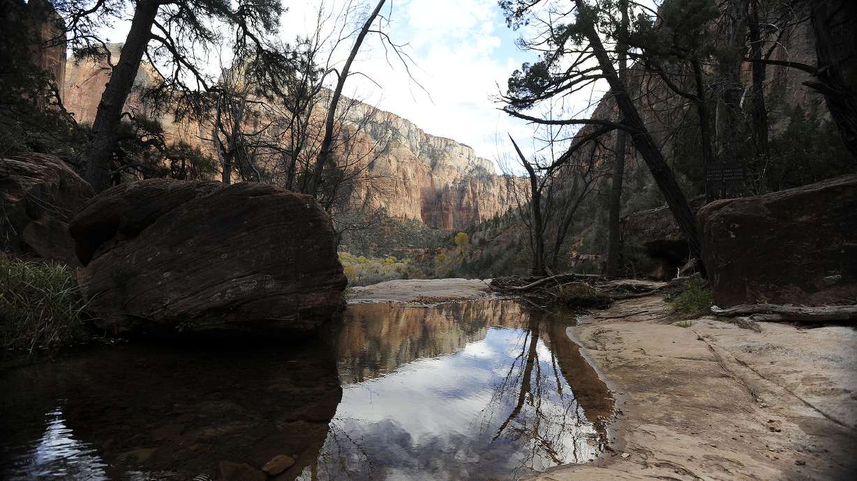 The middle pool of Emerald Pools Trail in Zion National Park. The trail has been closed since December 2010 after heavy rain caused rockfalls and extensive mudslides. The trail will be repaired and reopened thanks to a $1 million grant from the George S. and Dolores Doré Eccles Foundation.