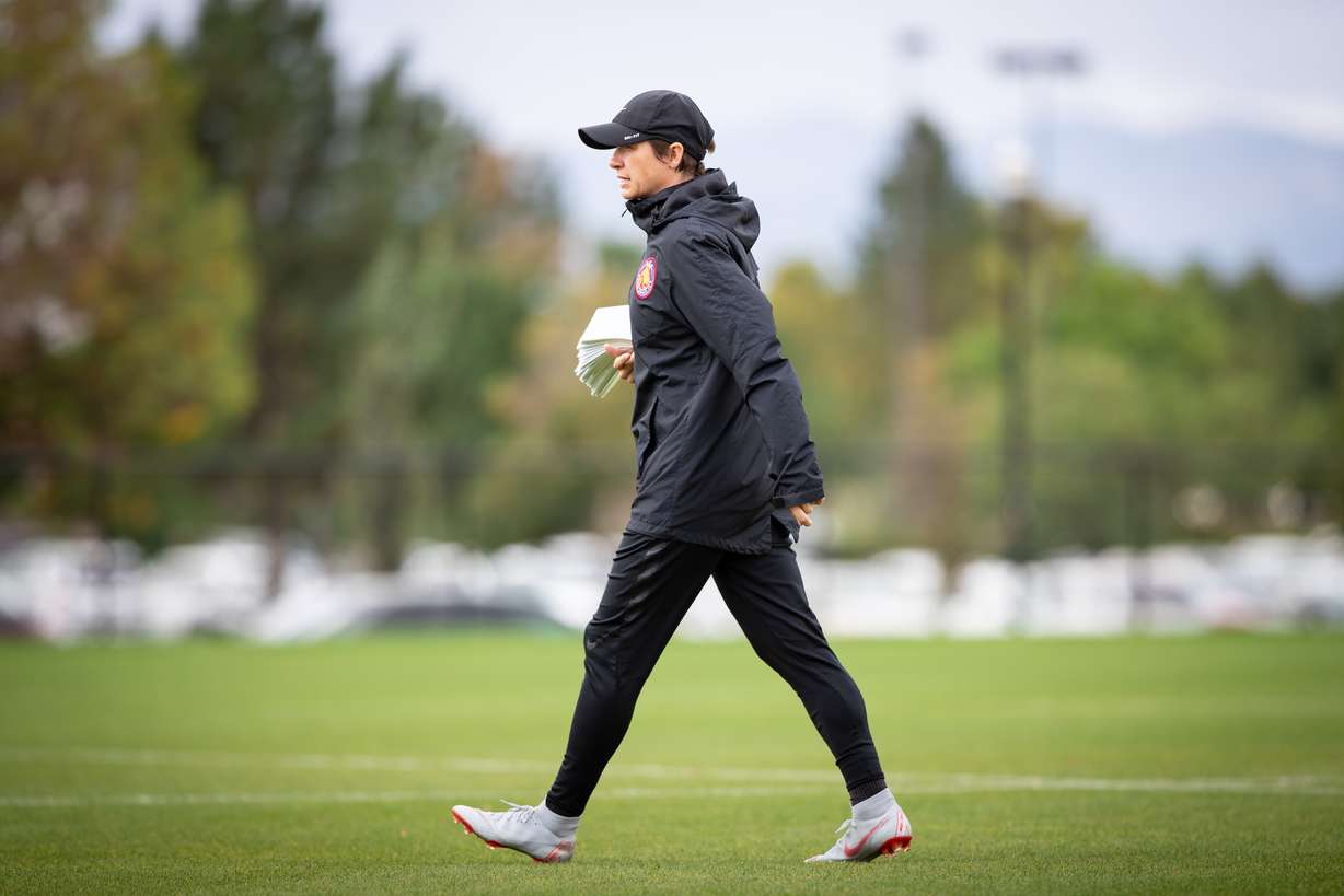 Utah Royals FC coach Amy LePeilbet during training with the club at America First Field in Sandy. LePeilbet, a former U.S. international who moved to Utah five years ago, was named interim manager of the Royals last week while head coach Craig Harrington was placed on administrative leave.