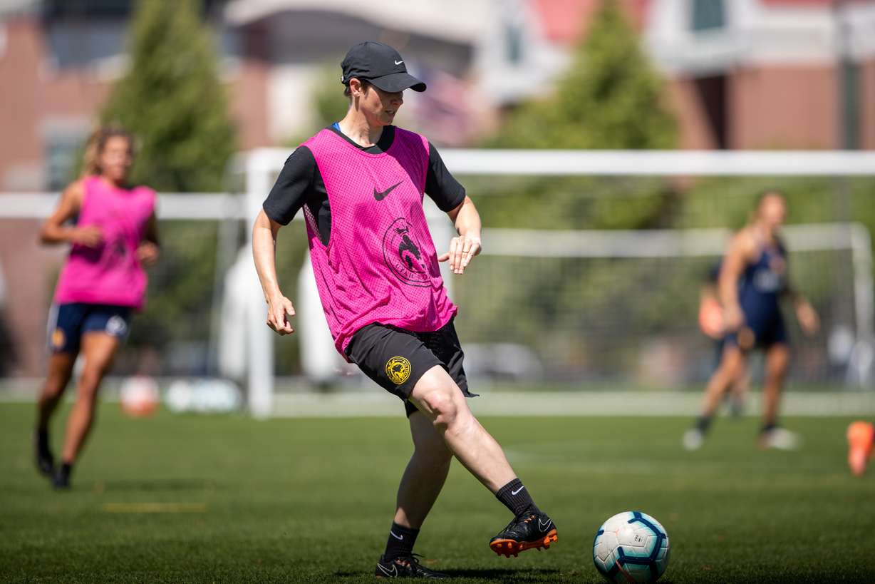 Utah Royals FC coach Amy LePeilbet during training with the club at America First Field in Sandy. LePeilbet, a former U.S. international who moved to Utah five years ago, was named interim manager of the Royals last week while head coach Craig Harrington was placed on administrative leave.